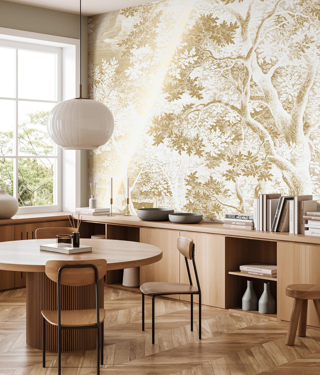 KEK Amsterdam Gold Metallic Engraved Landscapes MW-164 - 4 Sheets