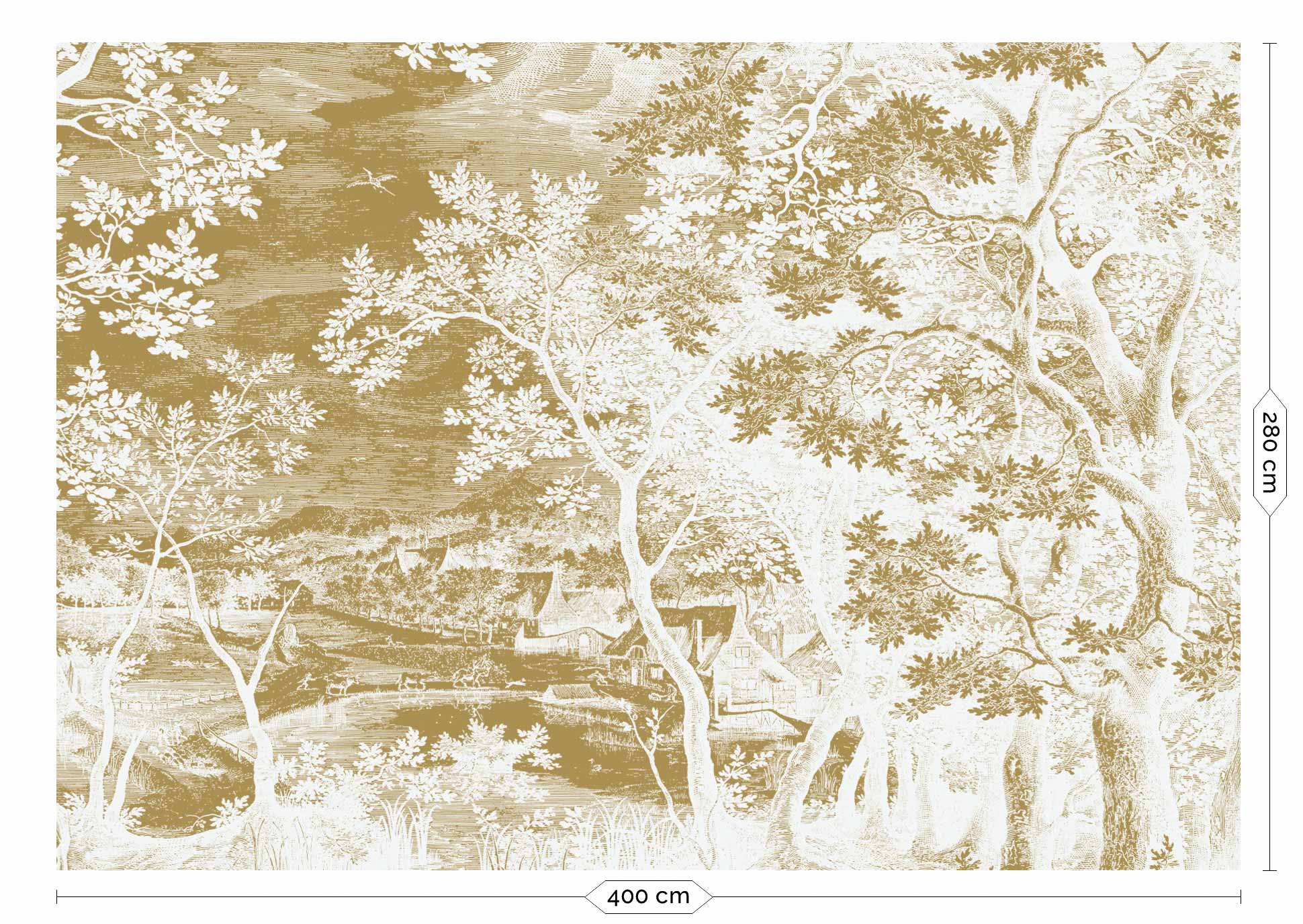 KEK Amsterdam Gold Metallic Engraved Landscapes MW-166 - 8 Sheets Behang
