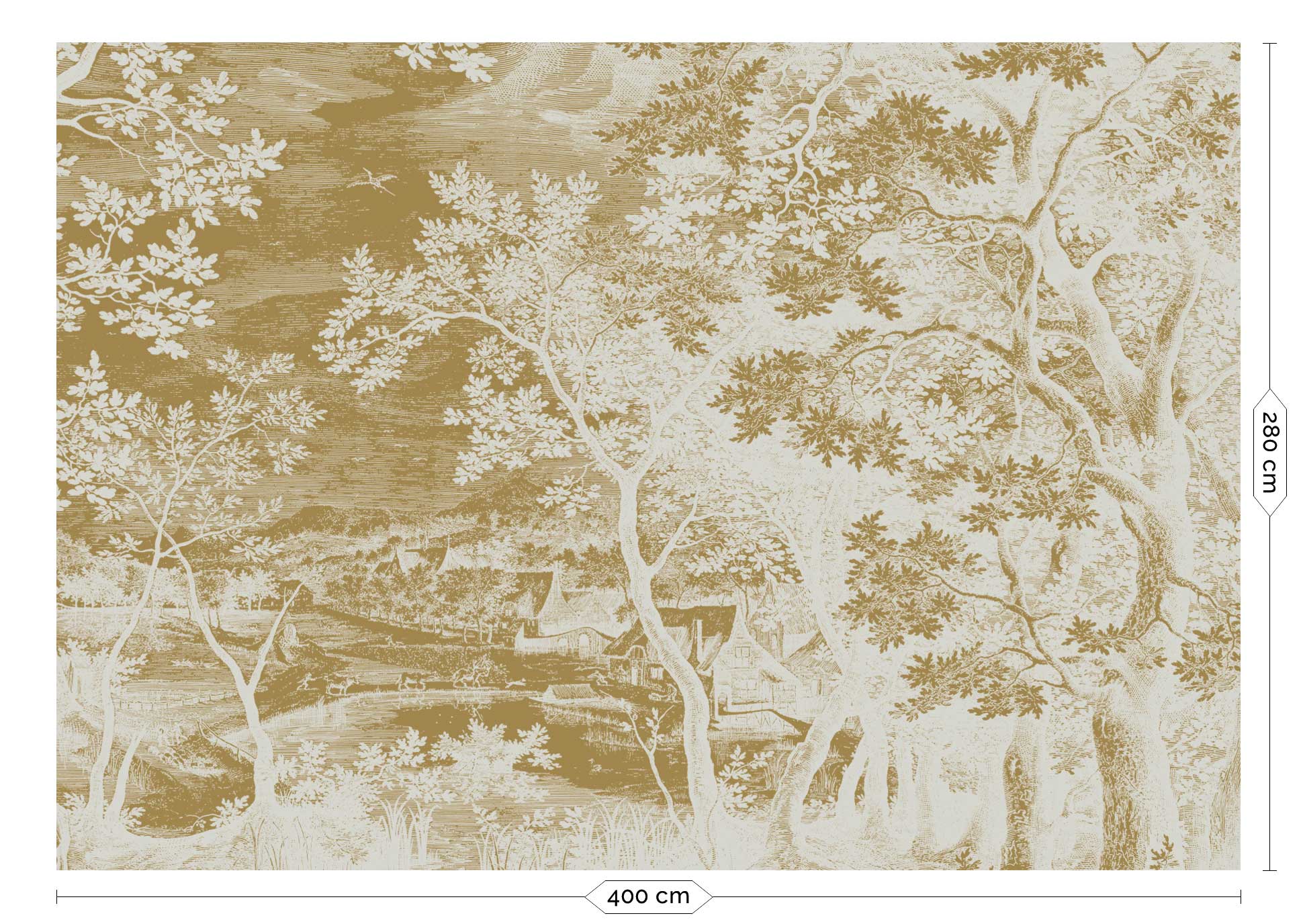 KEK Amsterdam Gold Metallic Engraved Landscapes MW-169 - 8 Sheets Behang