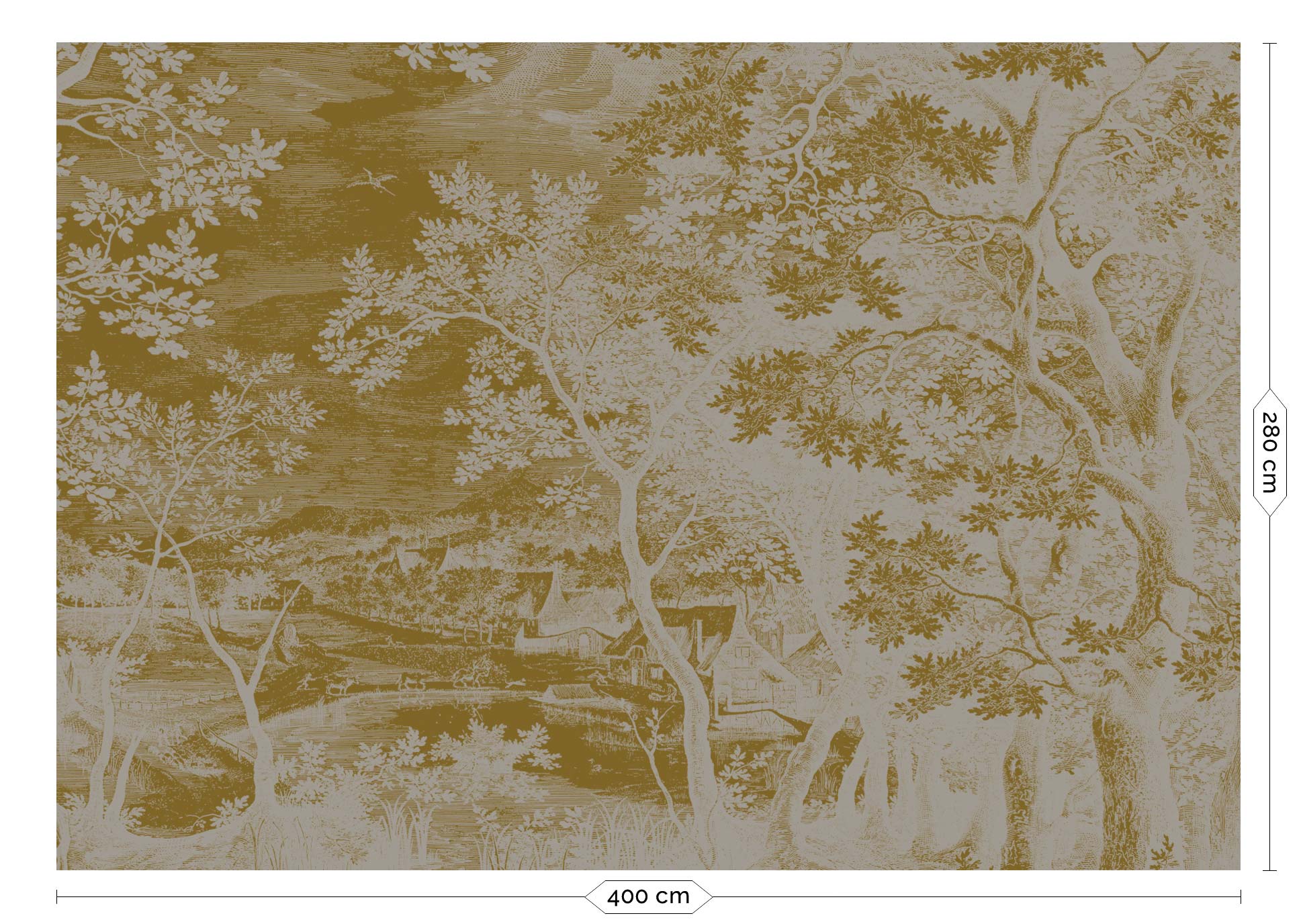 KEK Amsterdam Gold Metallic Engraved Landscapes MW-175 - 8 Sheets Behang