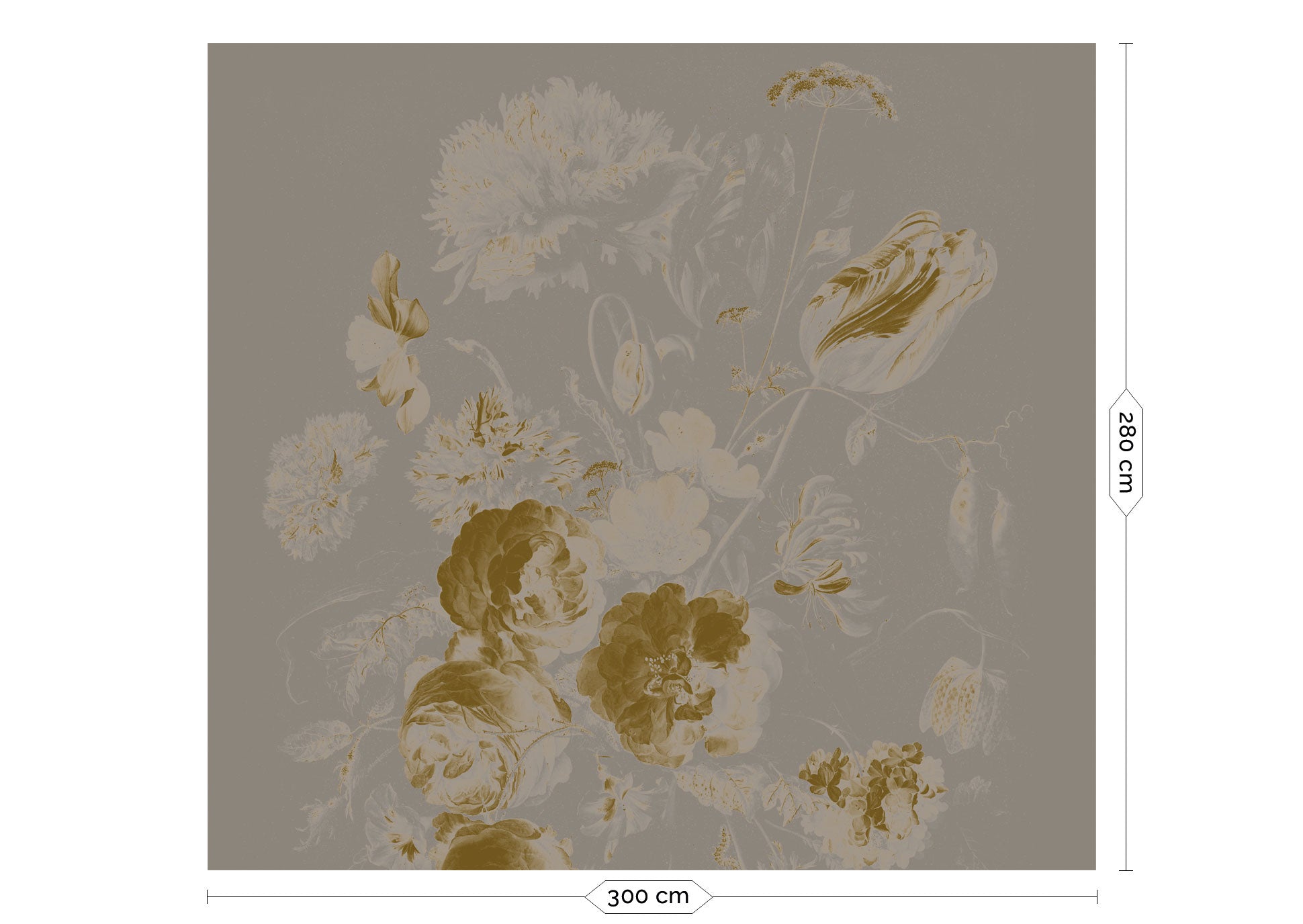 KEK Amsterdam Gold Metallic Golden Age Flowers MW-044 - 6 Sheets Behang