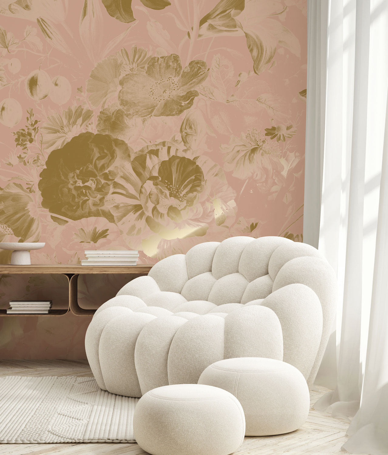 KEK Amsterdam Gold Metallic Golden Age Flowers MW-046 - 4 Sheets Behang