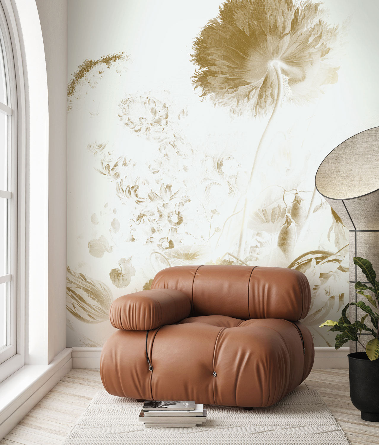 KEK Amsterdam Gold Metallic Golden Age Flowers MW-049 - 4 Sheets Behang