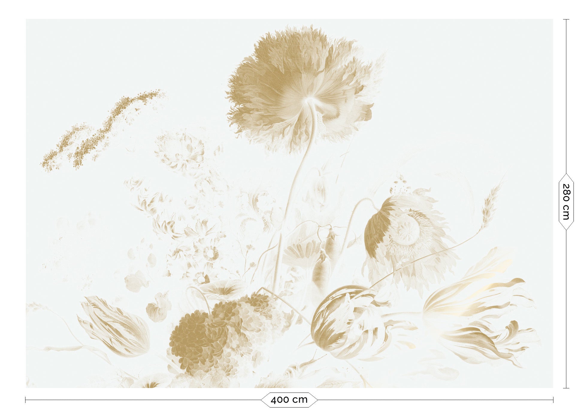 KEK Amsterdam Gold Metallic Golden Age Flowers MW-051 - 8 Sheets Behang