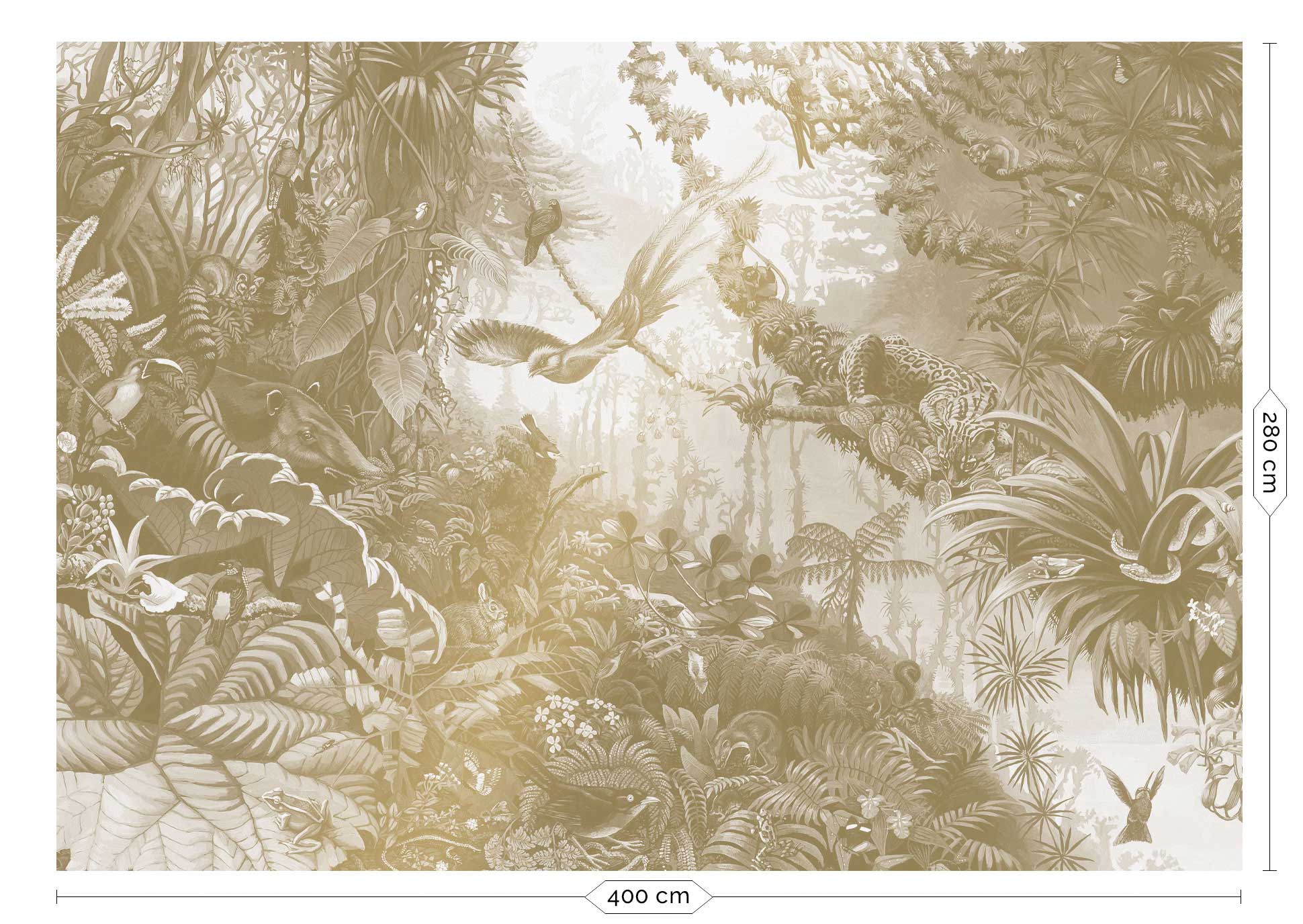 KEK Amsterdam Gold Metallic Tropical Landscapes MW-066 - 8 Sheets Behang