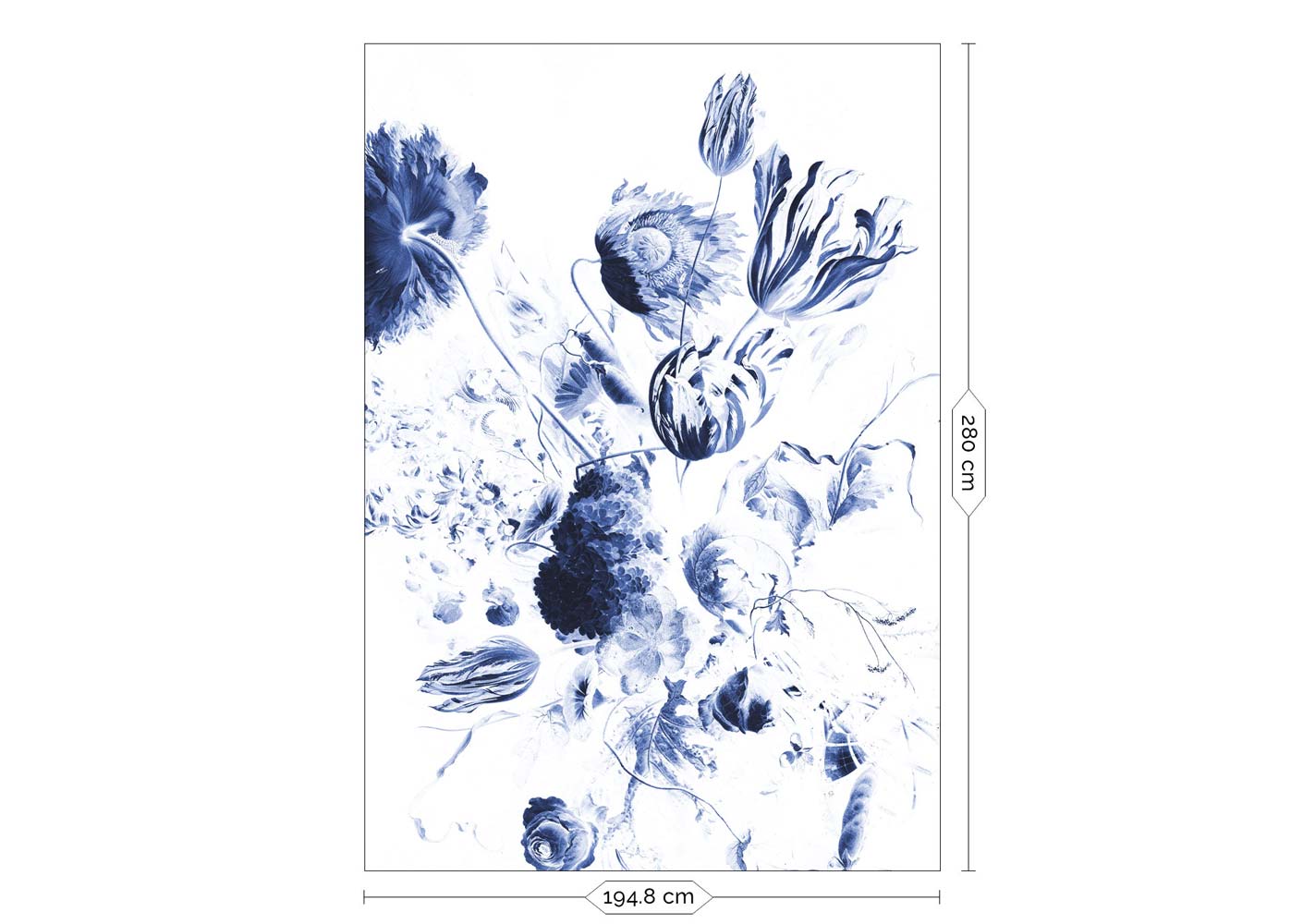 KEK Amsterdam Royal Blue Flowers WP-208 - 4 Sheets Behang