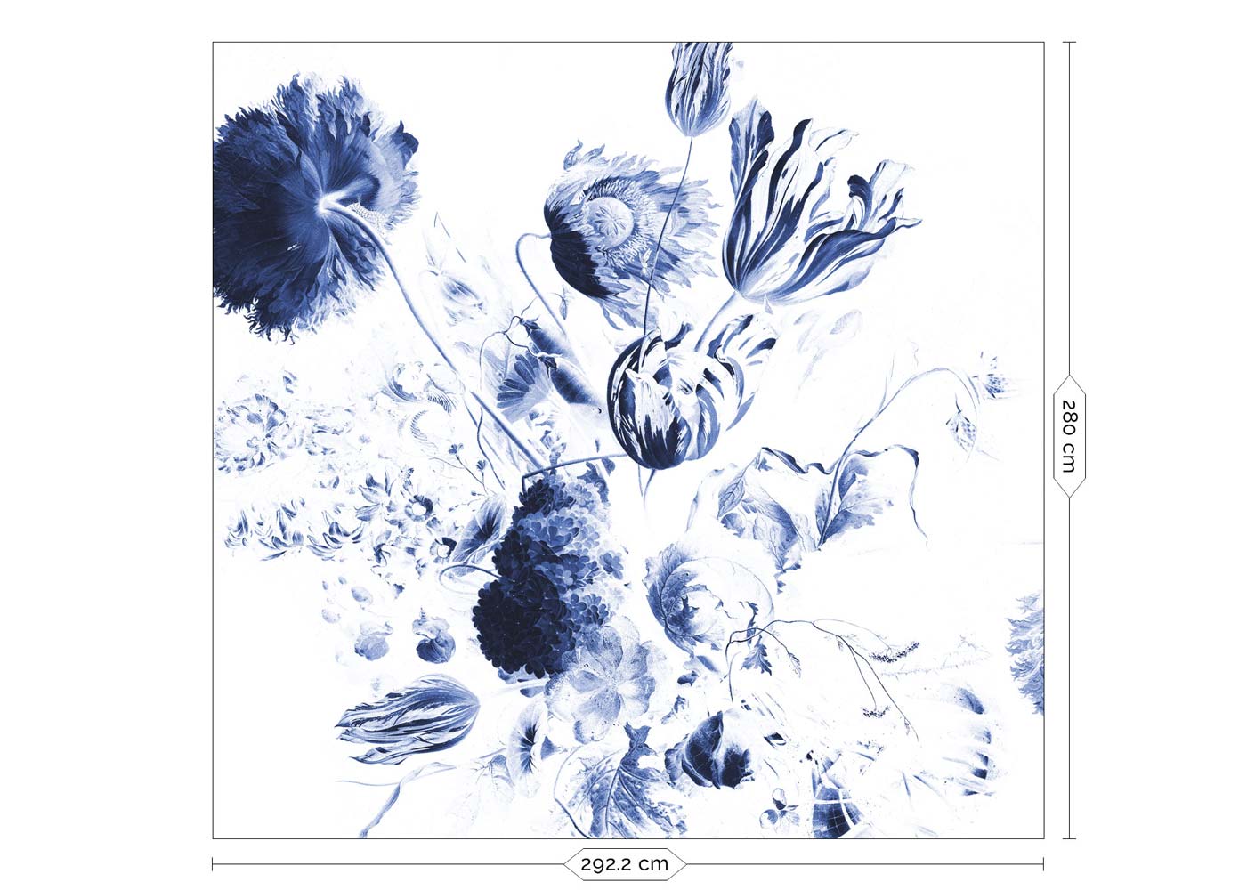 KEK Amsterdam Royal Blue Flowers WP-218 - 6 Sheets Behang