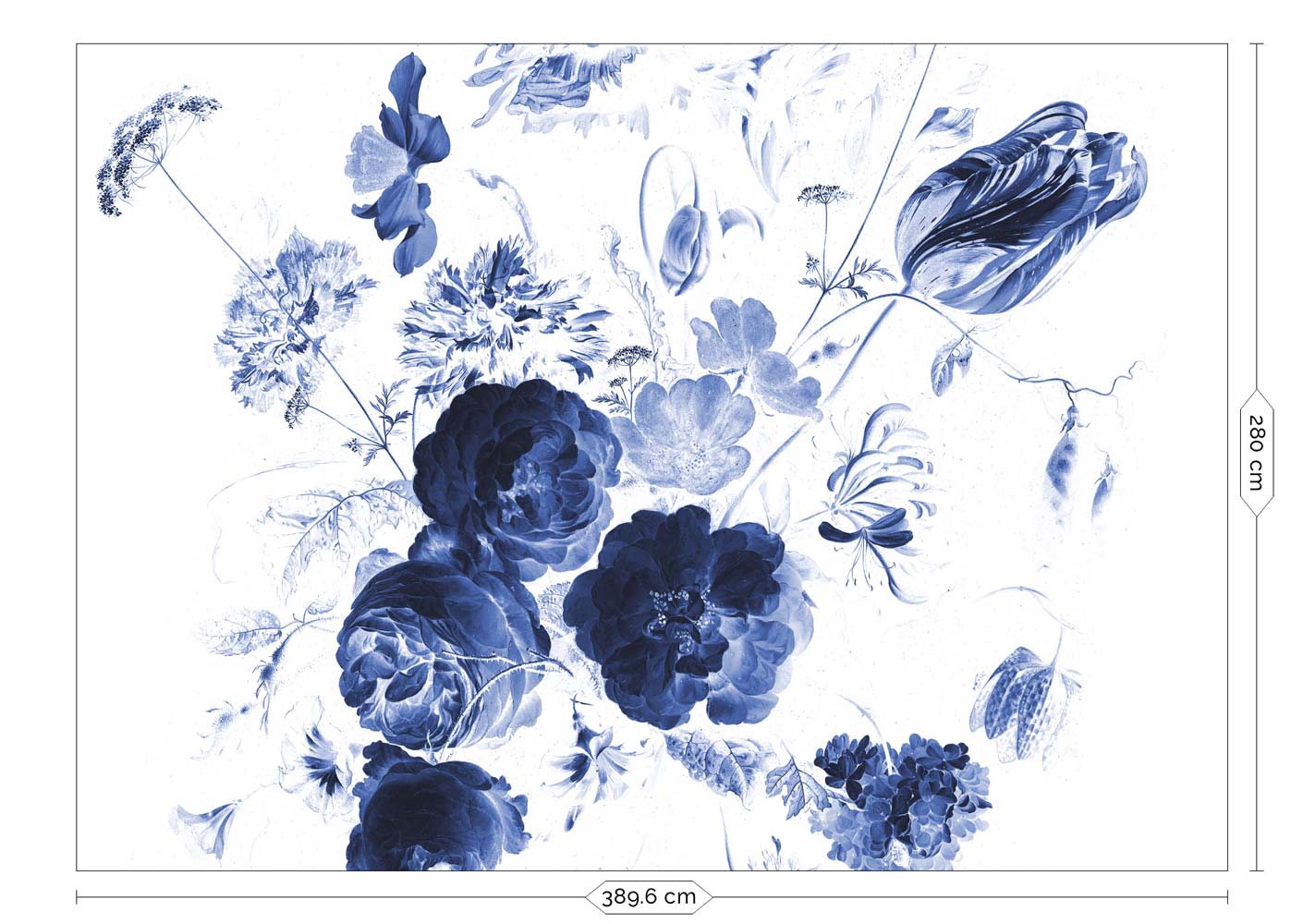 KEK Amsterdam Royal Blue Flowers WP-223 - 8 Sheets Behang