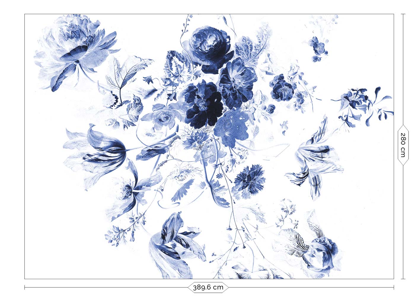 KEK Amsterdam Royal Blue Flowers WP-225 - 8 Sheets Behang