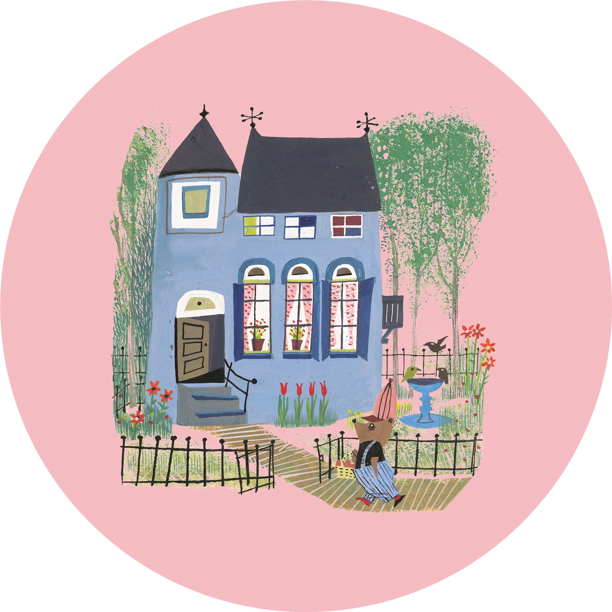 KEK Amsterdam Wallpaper Circle Bear with Blue House CK-017