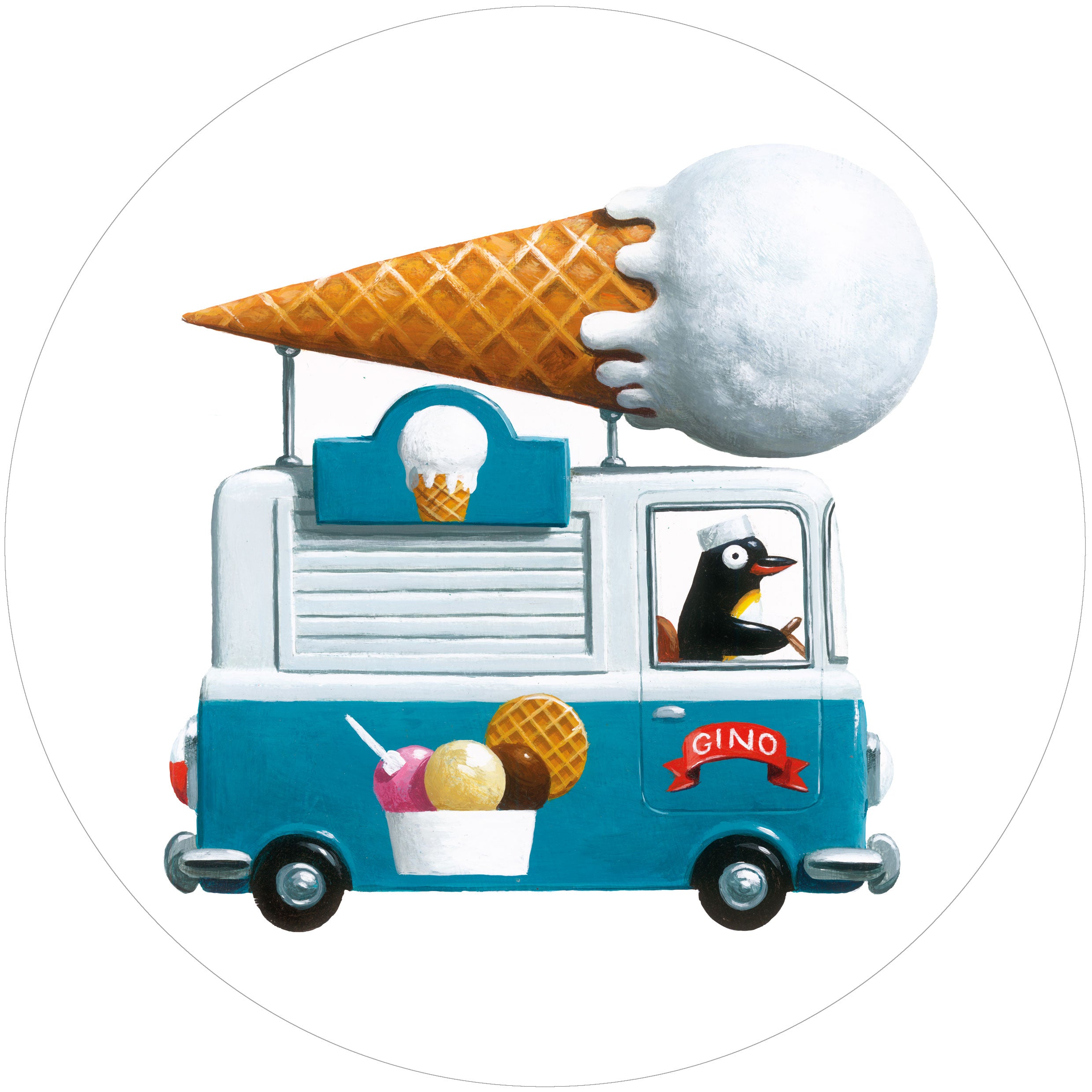 KEK Amsterdam Wallpaper Circle Icecream Truck CK-039 Behangcirkel