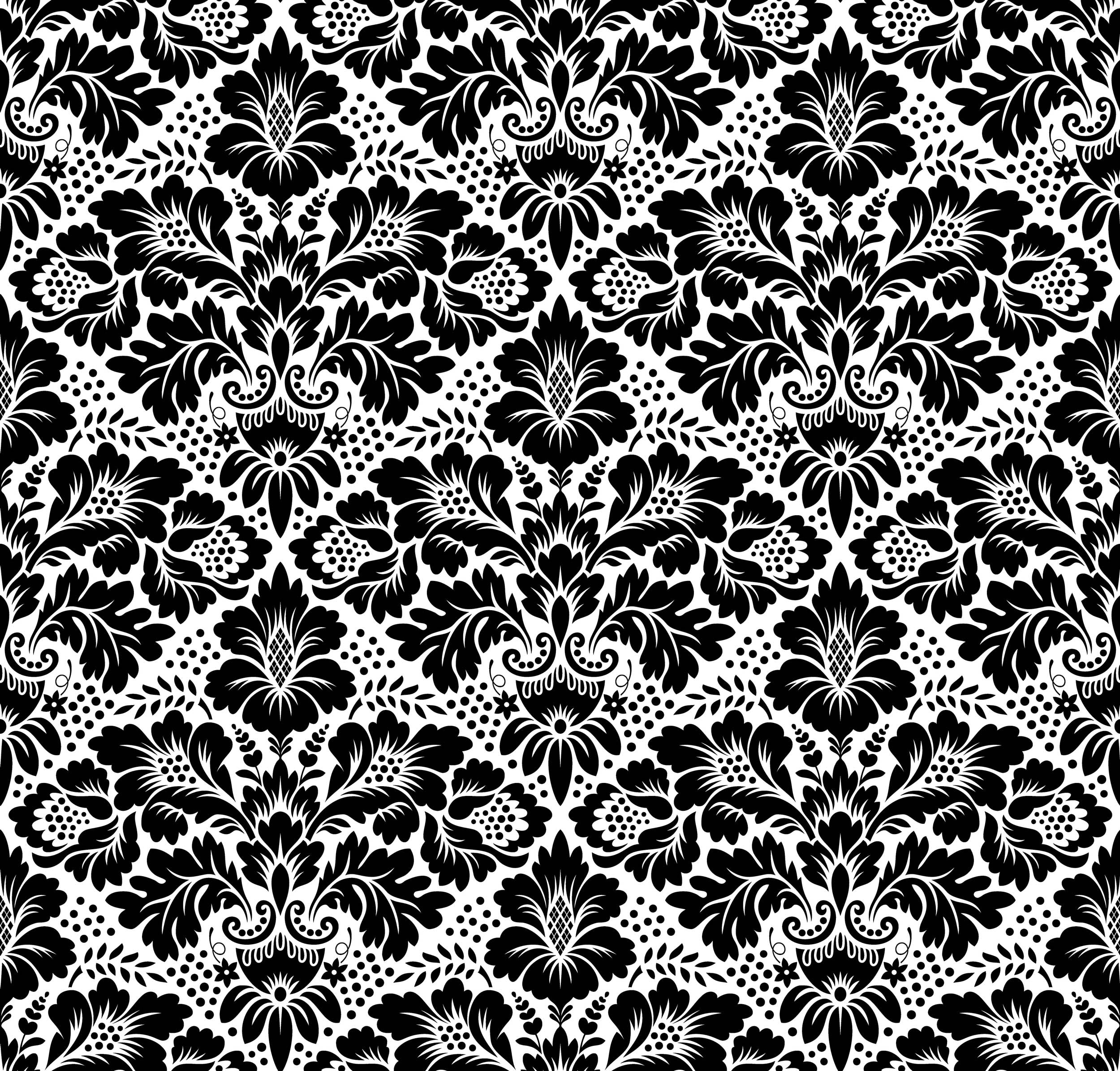 Klassiek Zwart-Wit Damastpatroon - LW00727 Fotobehang