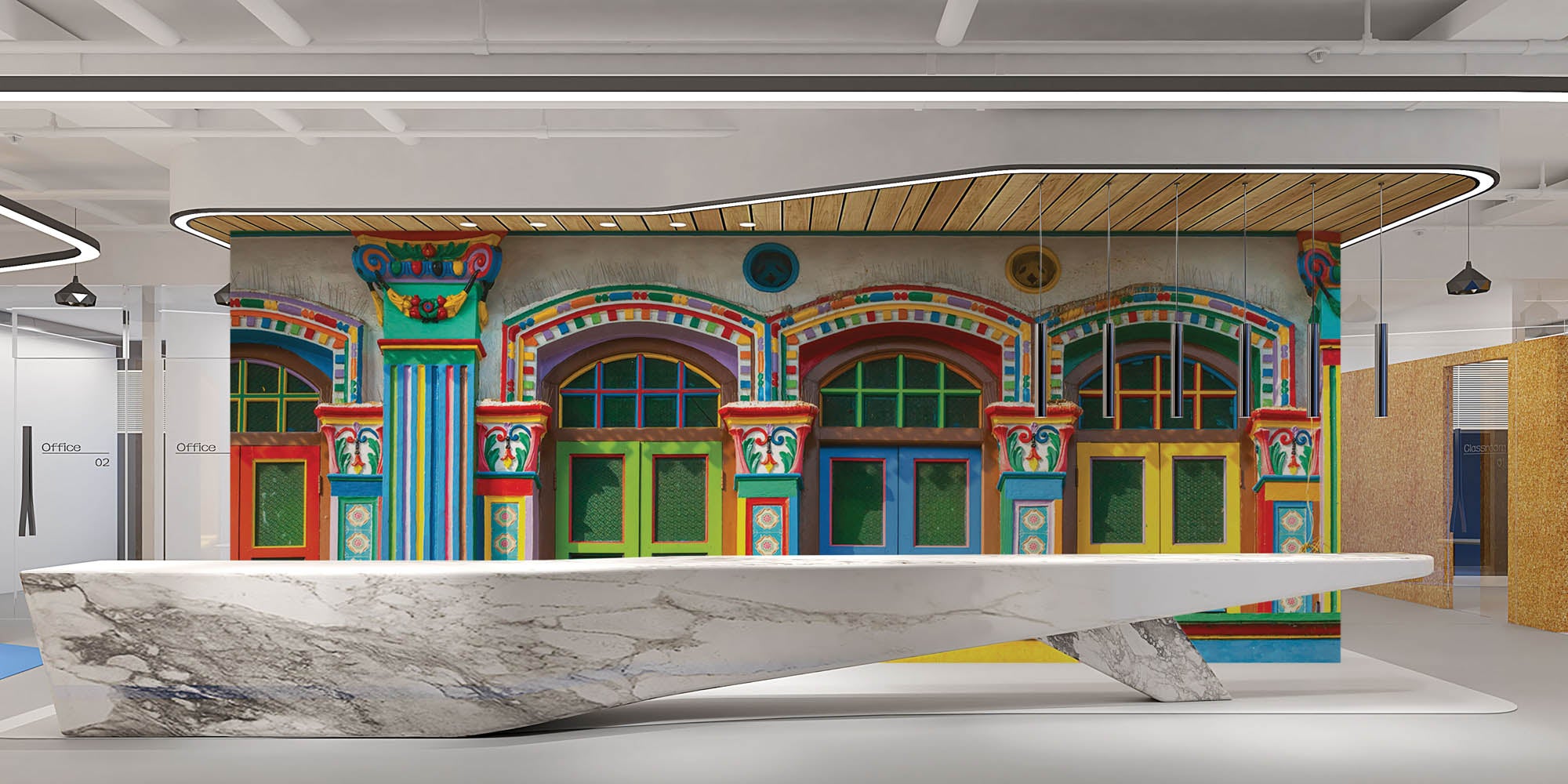 Kleurrijk gebouw - LW00014 Fotobehang