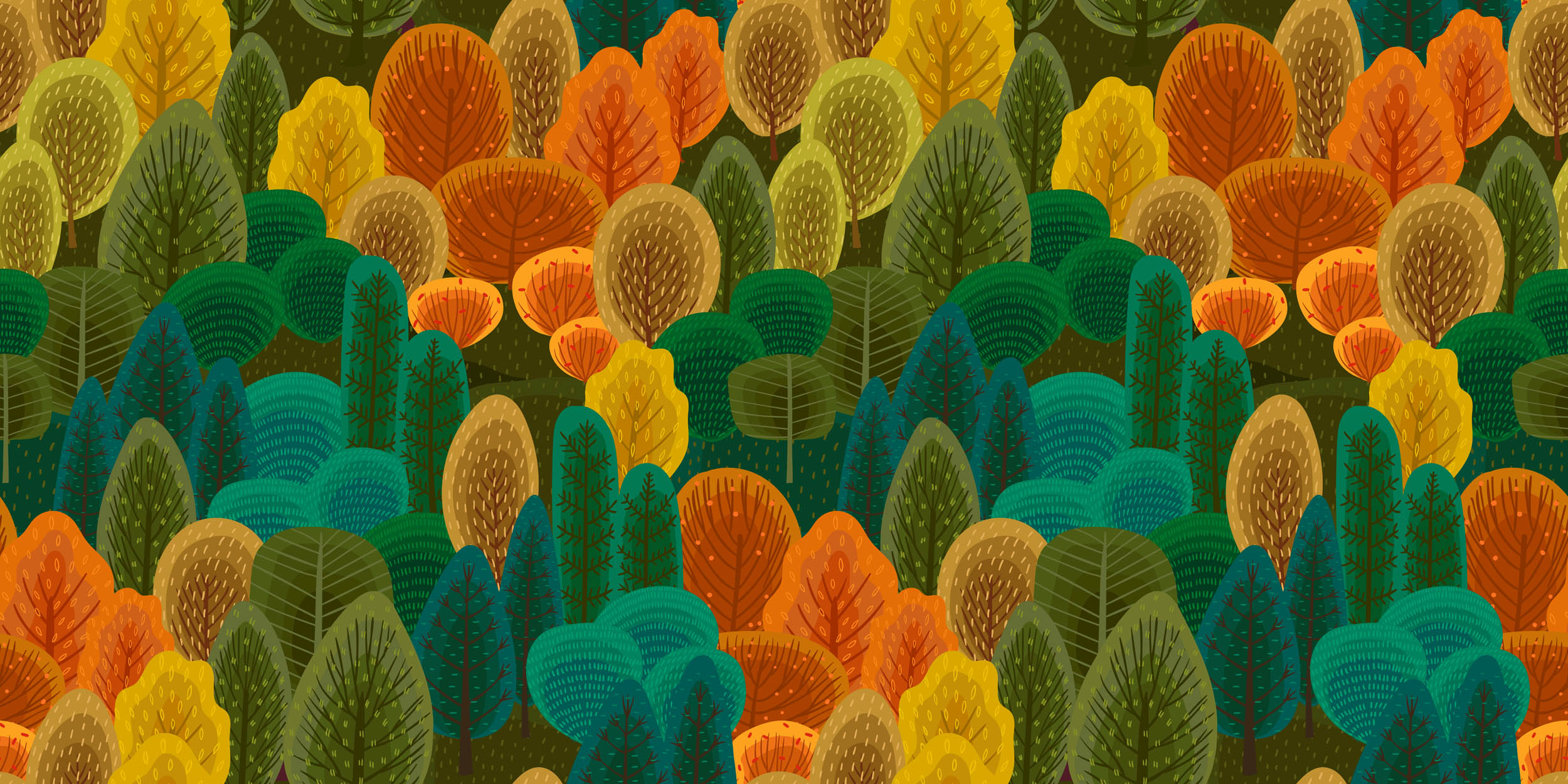 Kleurrijk Herfstbos Patroon - LW00894 Fotobehang