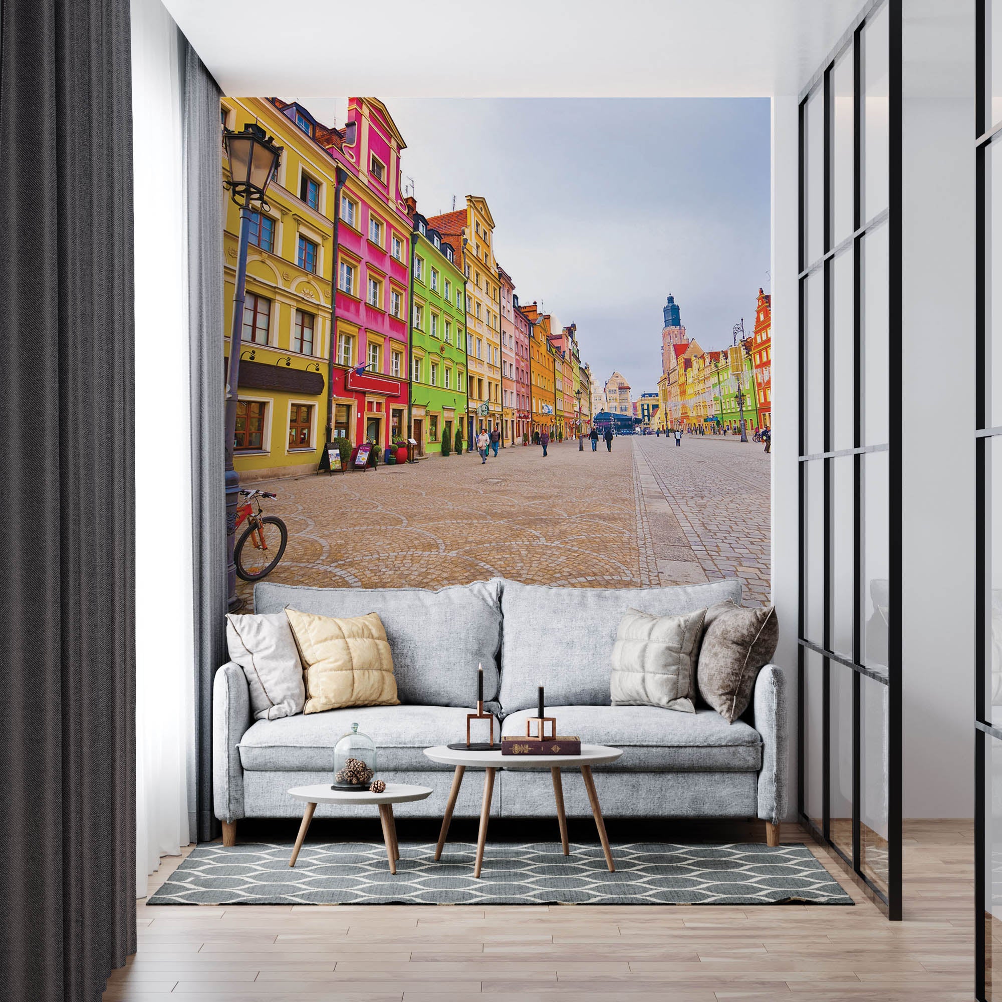 Kleurrijk stadscentrum in Polen  - LW00348 Fotobehang