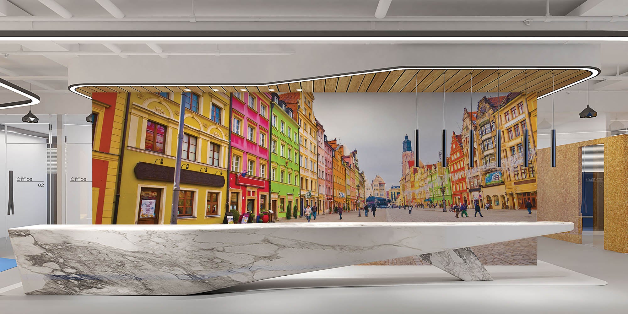 Kleurrijk stadscentrum in Polen  - LW00348 Fotobehang