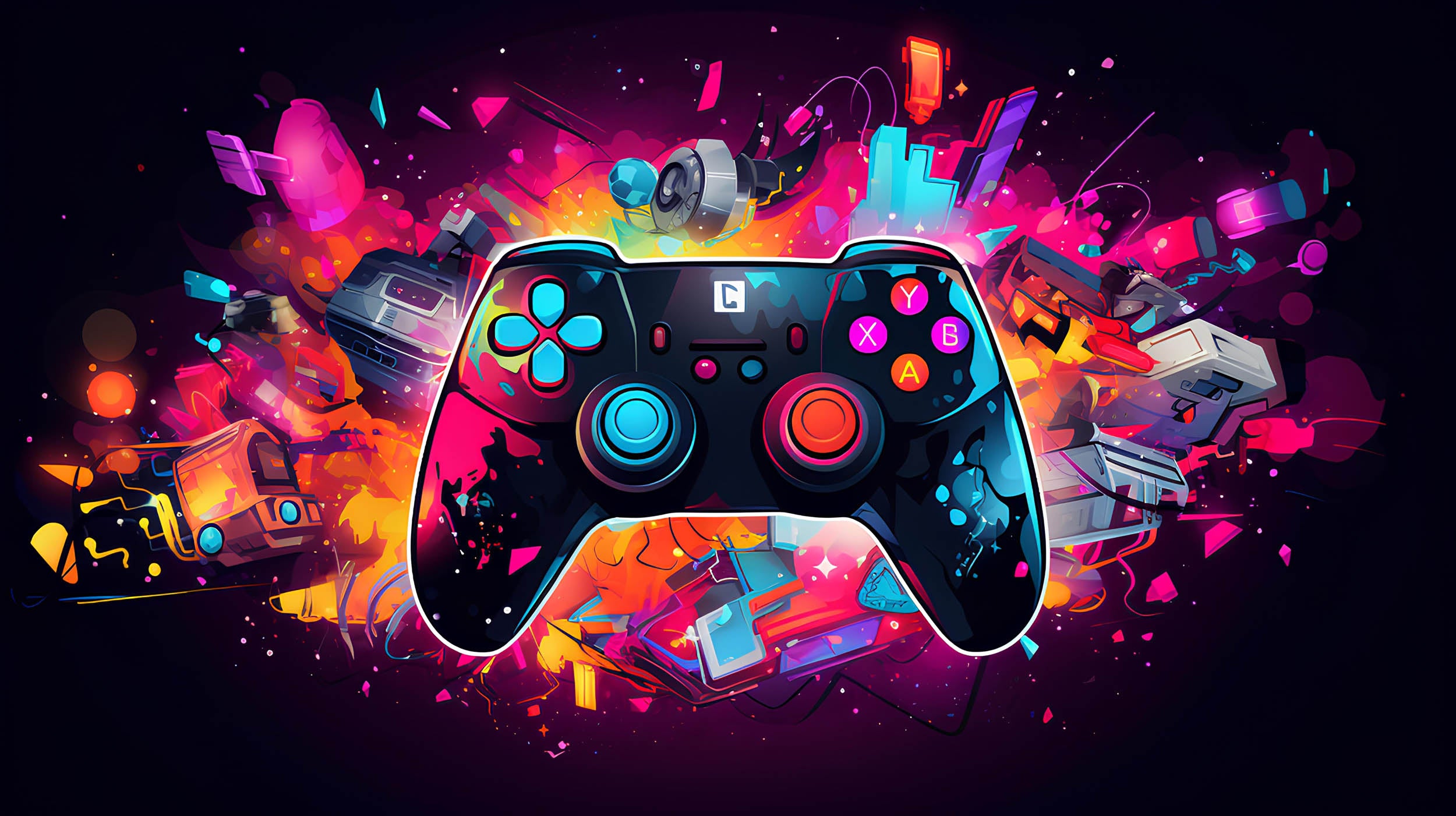 Kleurrijke Gamecontroller - LW00876 Fotobehang