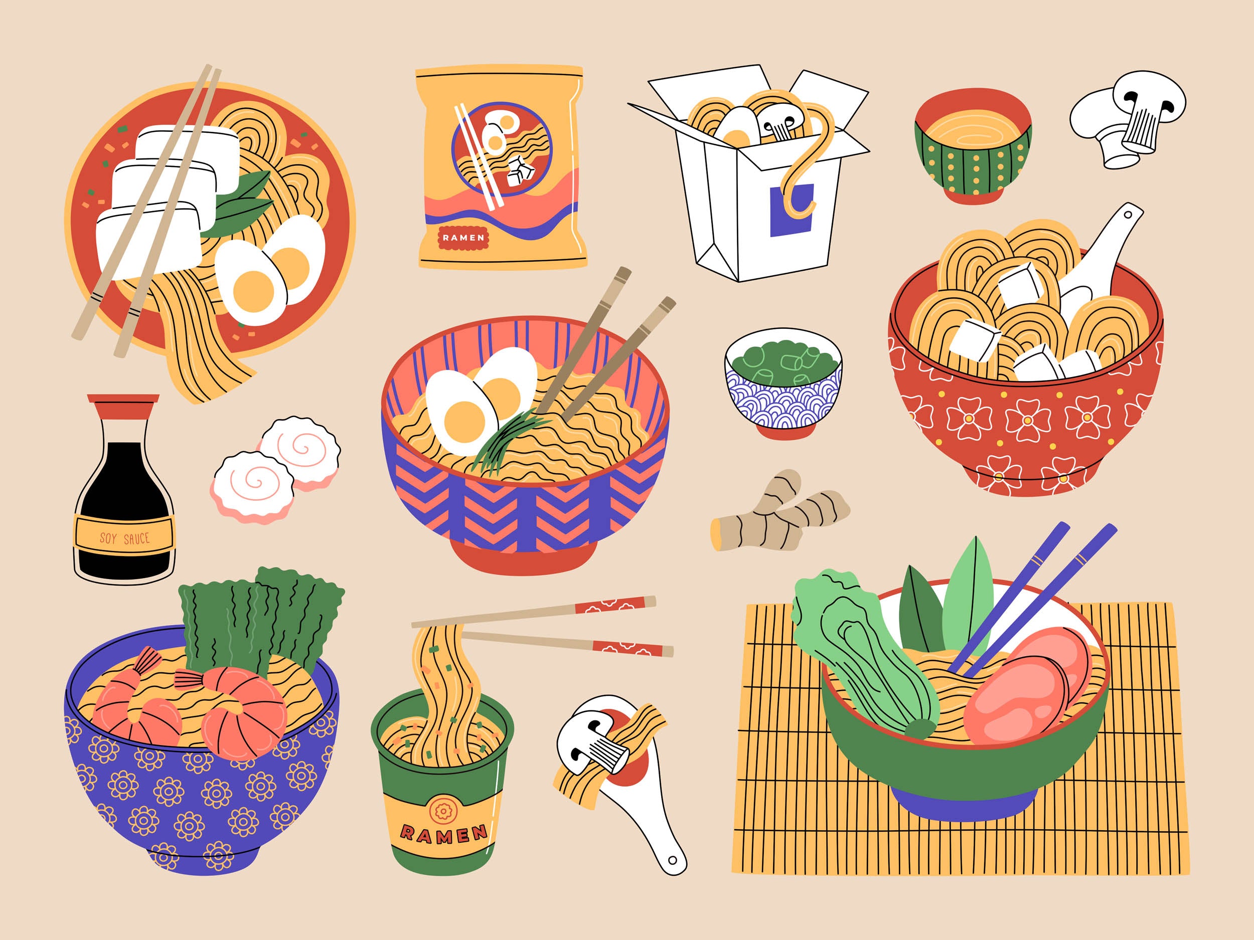 Kleurrijke Ramen Illustratieset - LW00919 Fotobehang