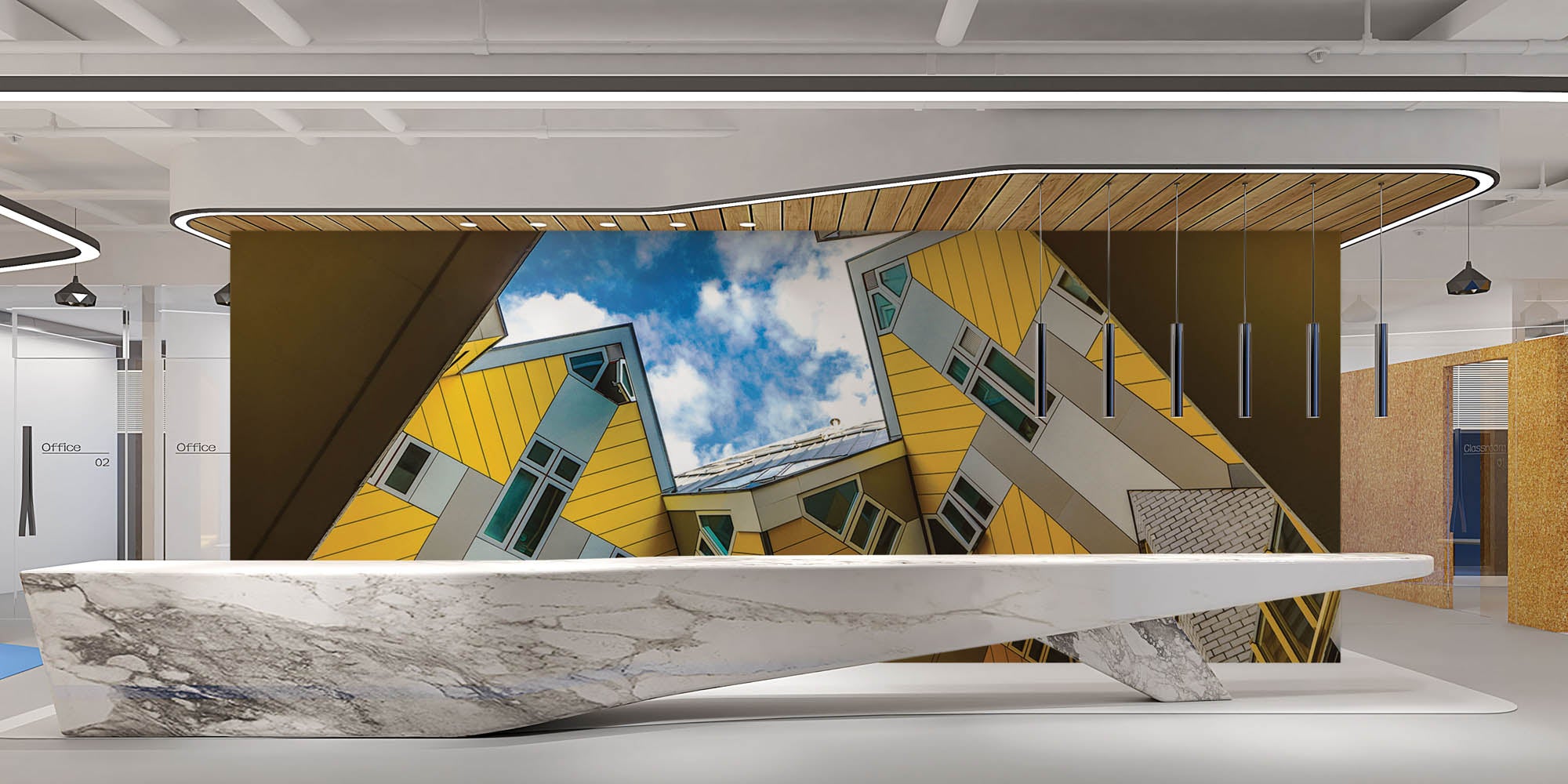 Kubus woningen - LW00038 Fotobehang