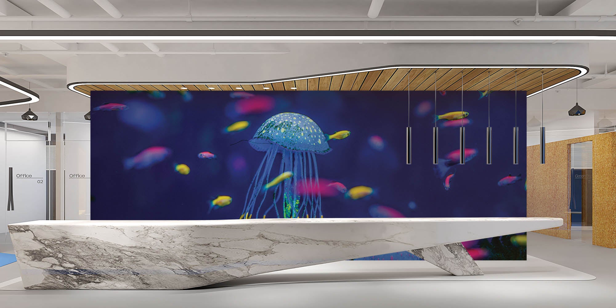 Kwallen in aquarium  - LW00192 Fotobehang