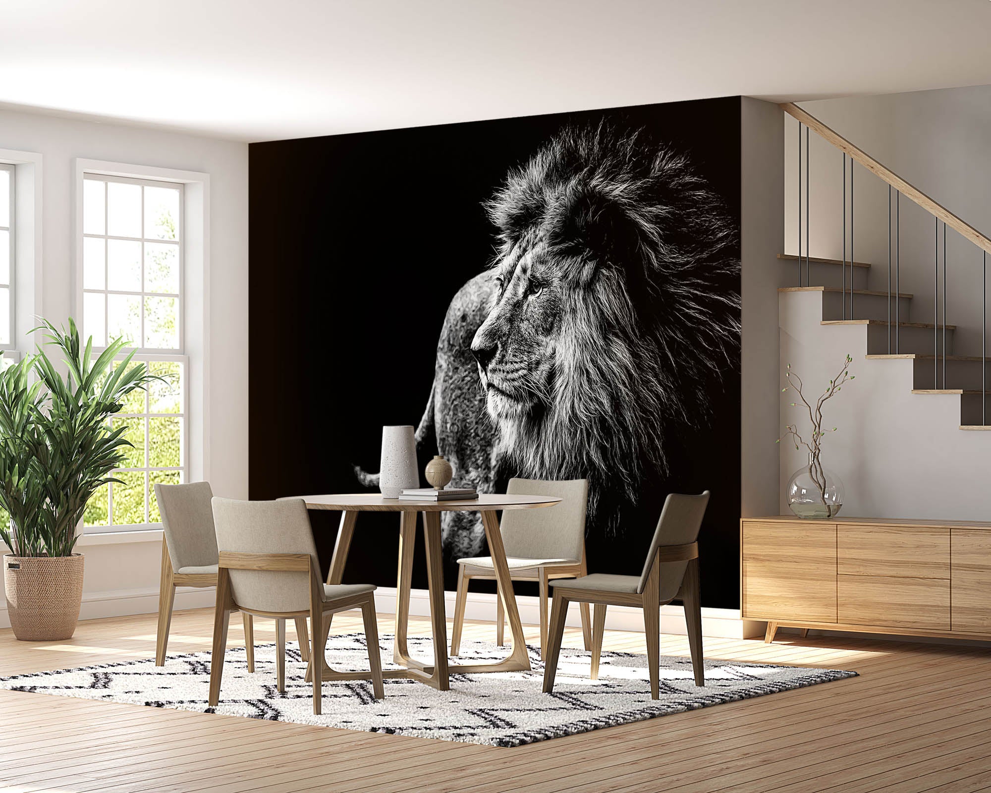 Leeuw in zwart-wit - LW00228 Fotobehang