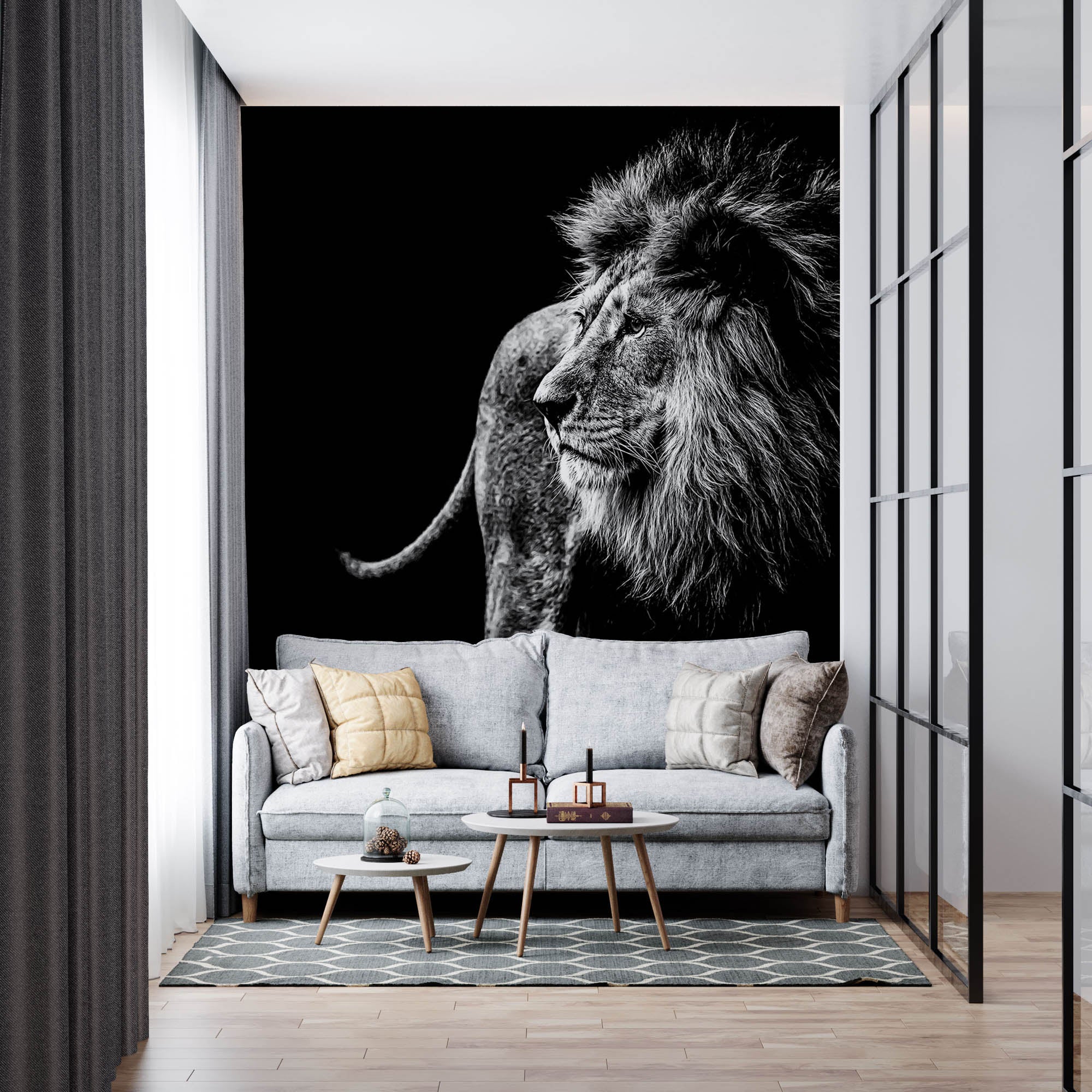 Leeuw in zwart-wit - LW00228 Fotobehang