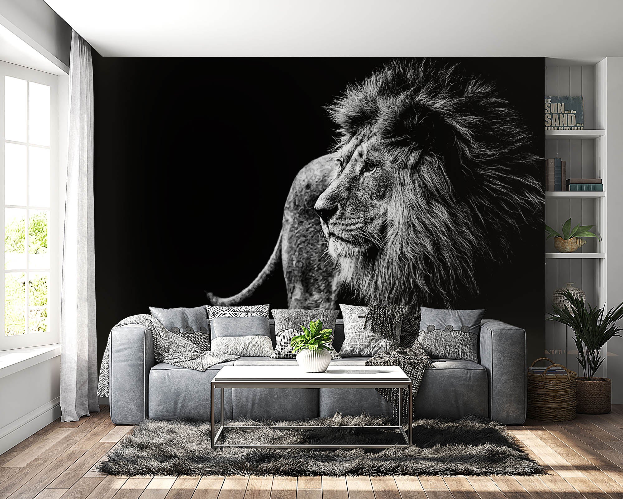 Leeuw in zwart-wit - LW00228 Fotobehang