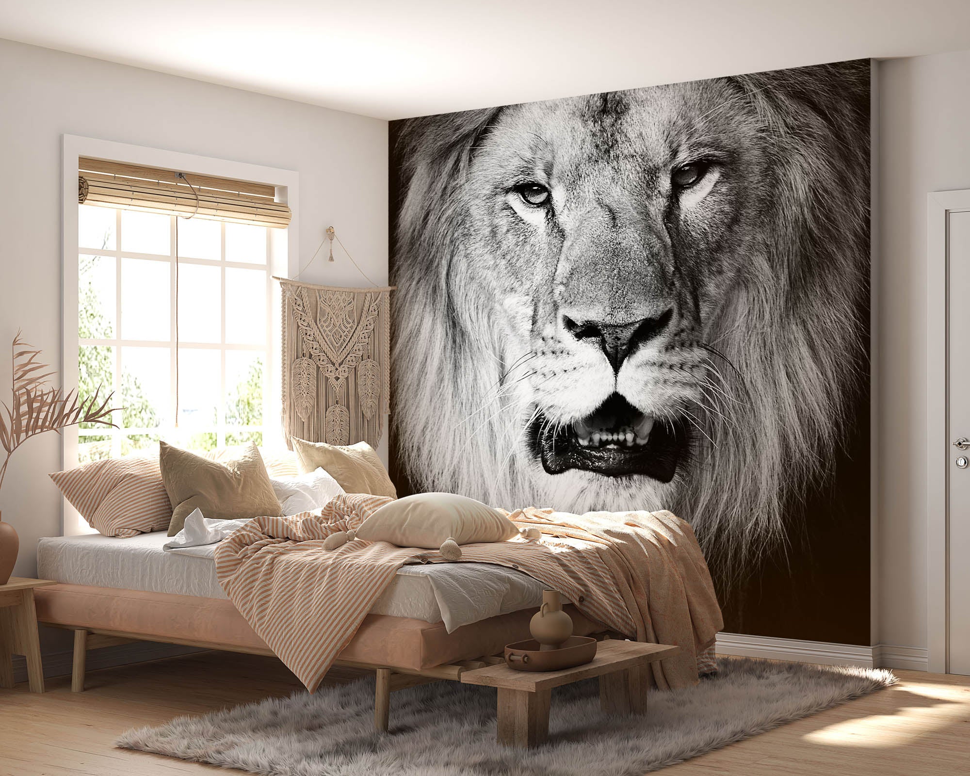 Leeuwenkop op zwarte achtergrond - LW00220 Fotobehang