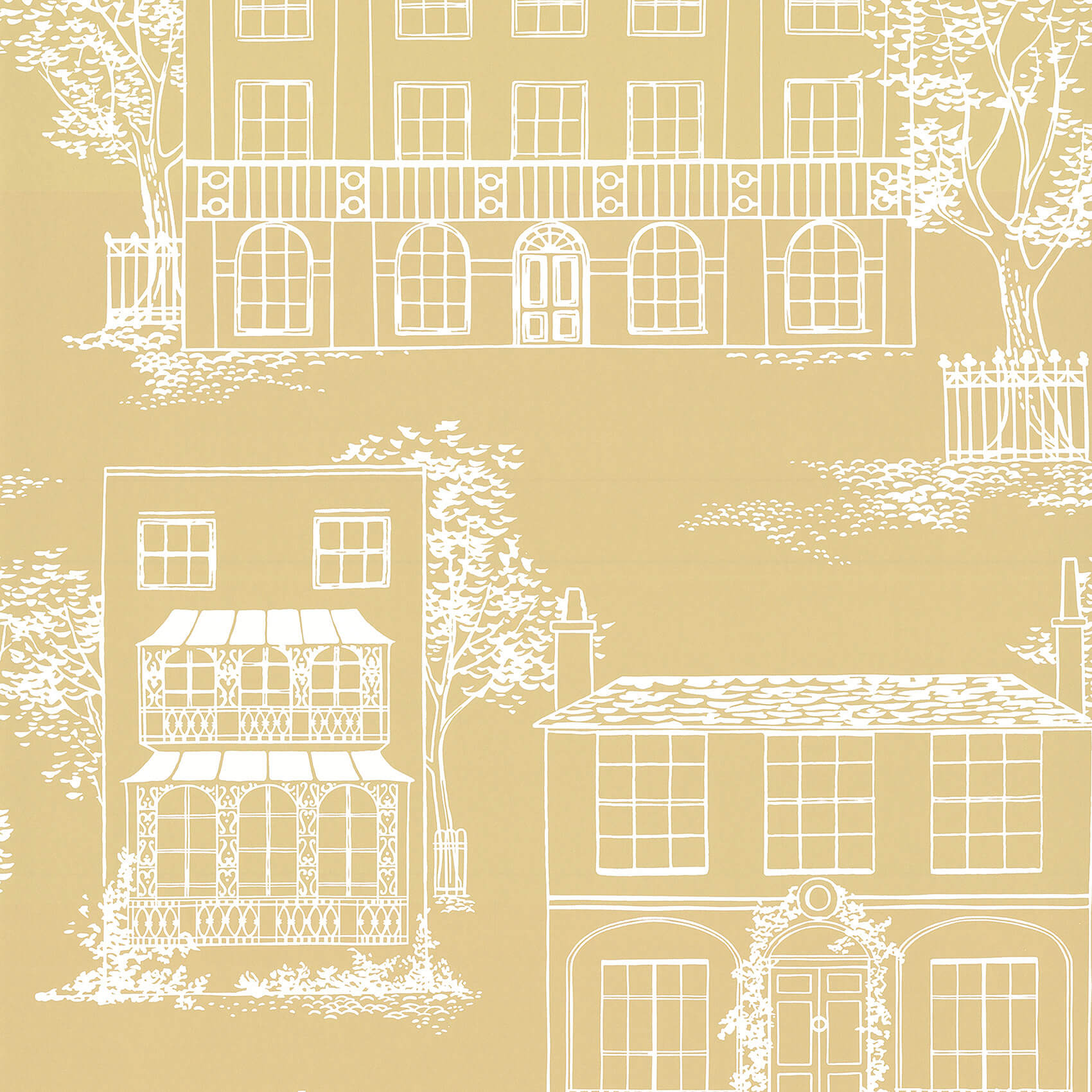 Little Green 50S Line Wallpapers Hampstead Yellow Apple Behang