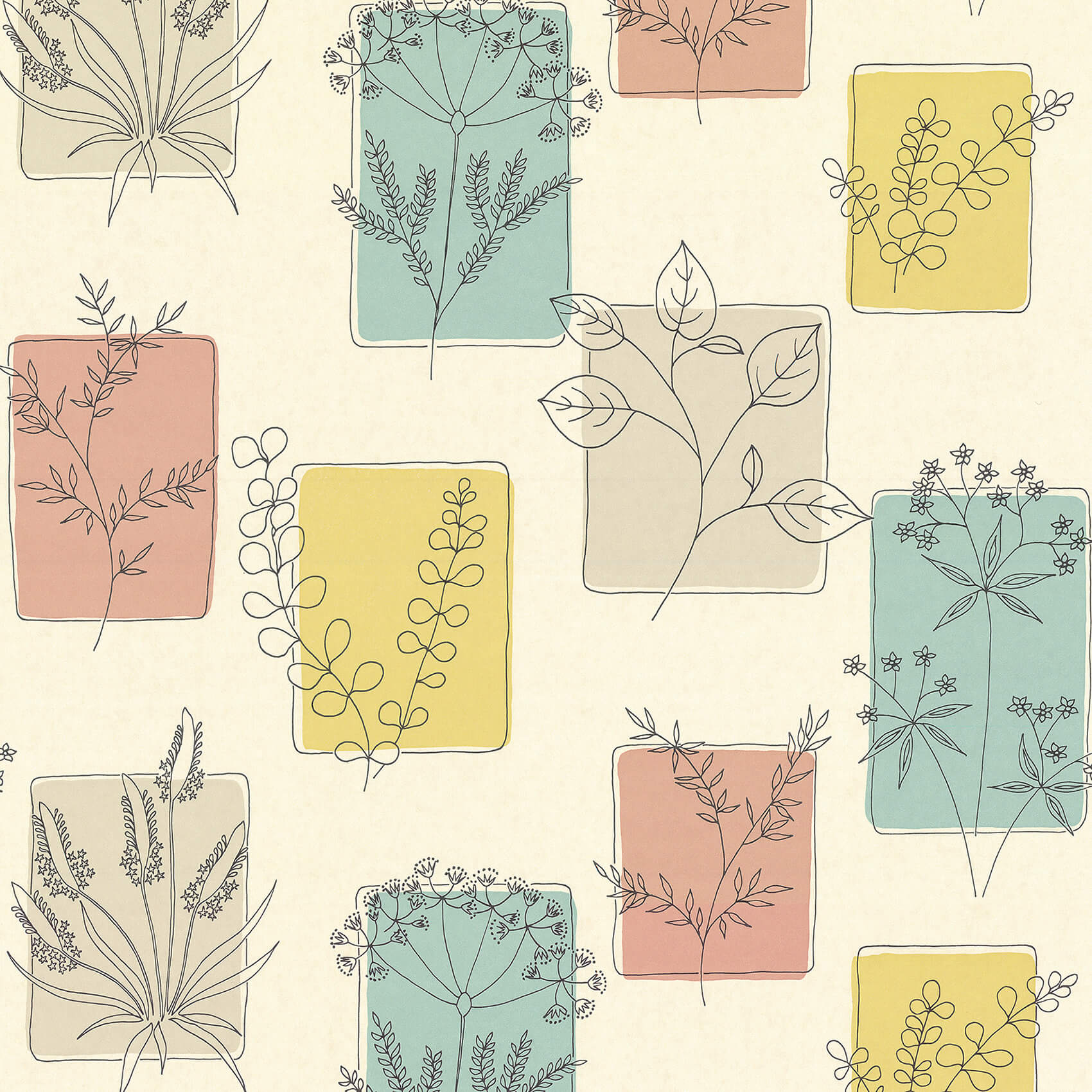 Little Green 50S Line Wallpapers Herbes Cocktail Behang