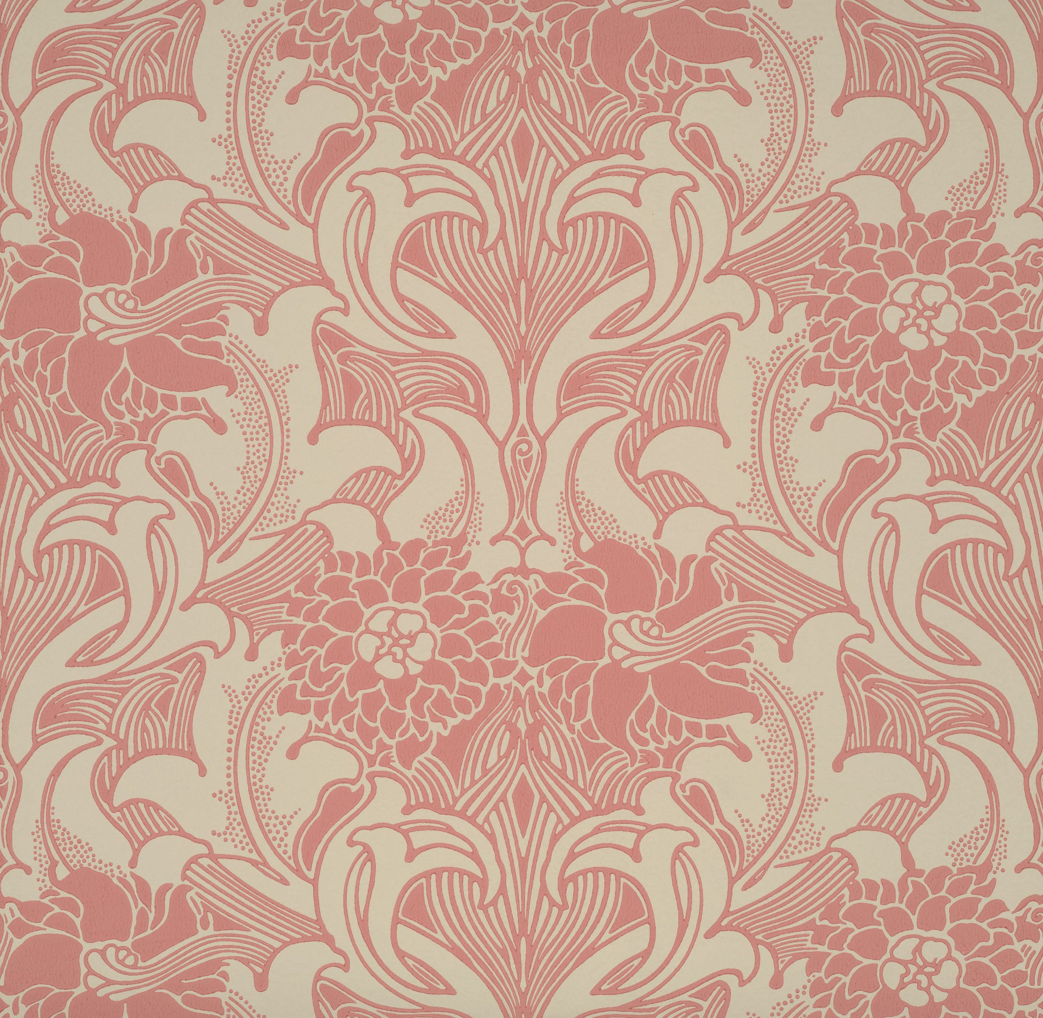 Little Green National Trust III Dahlia Scroll Carmine Behang