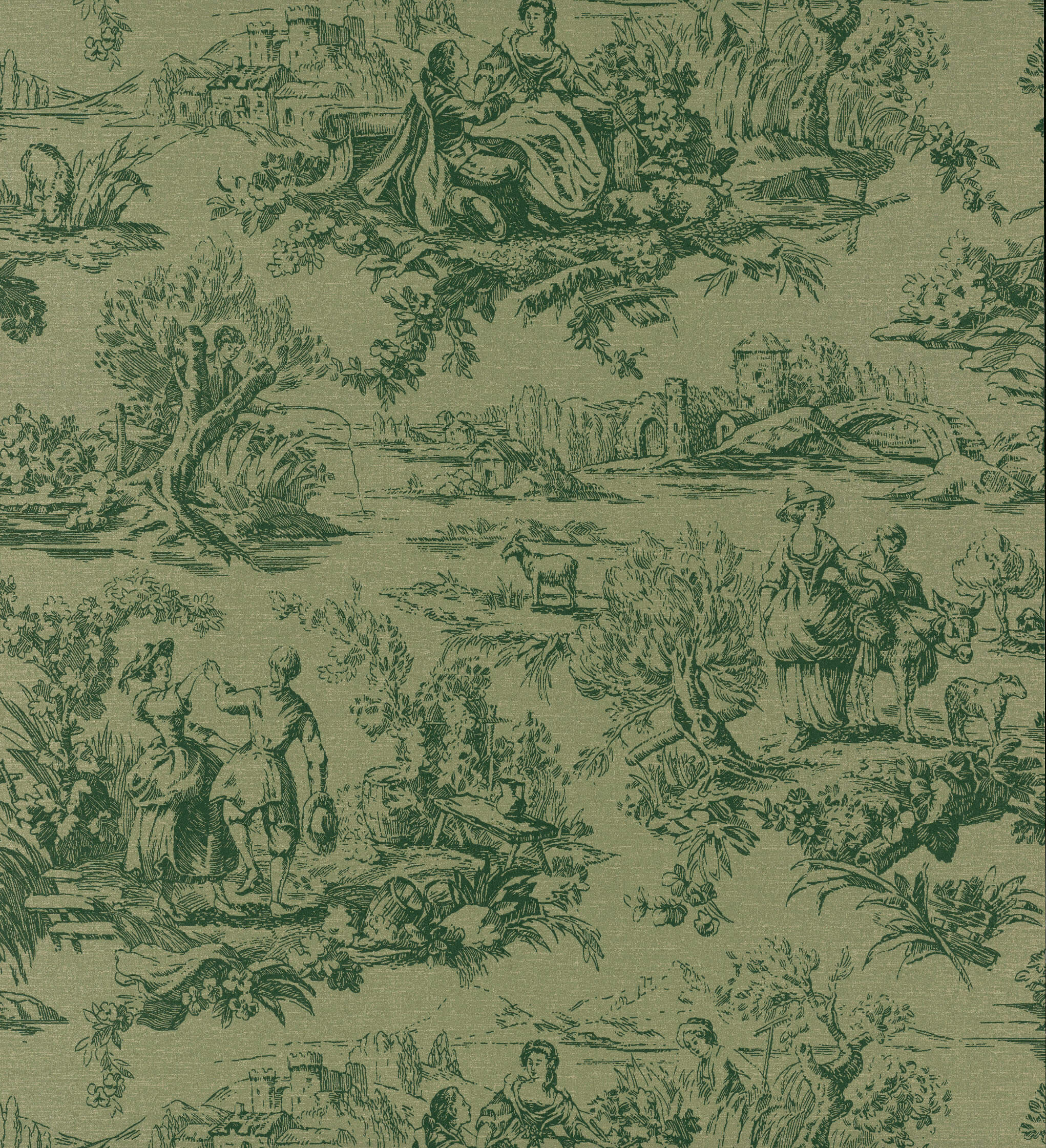 Little Green National Trust III Lovers' Toile Dark Brunswick Green Behang