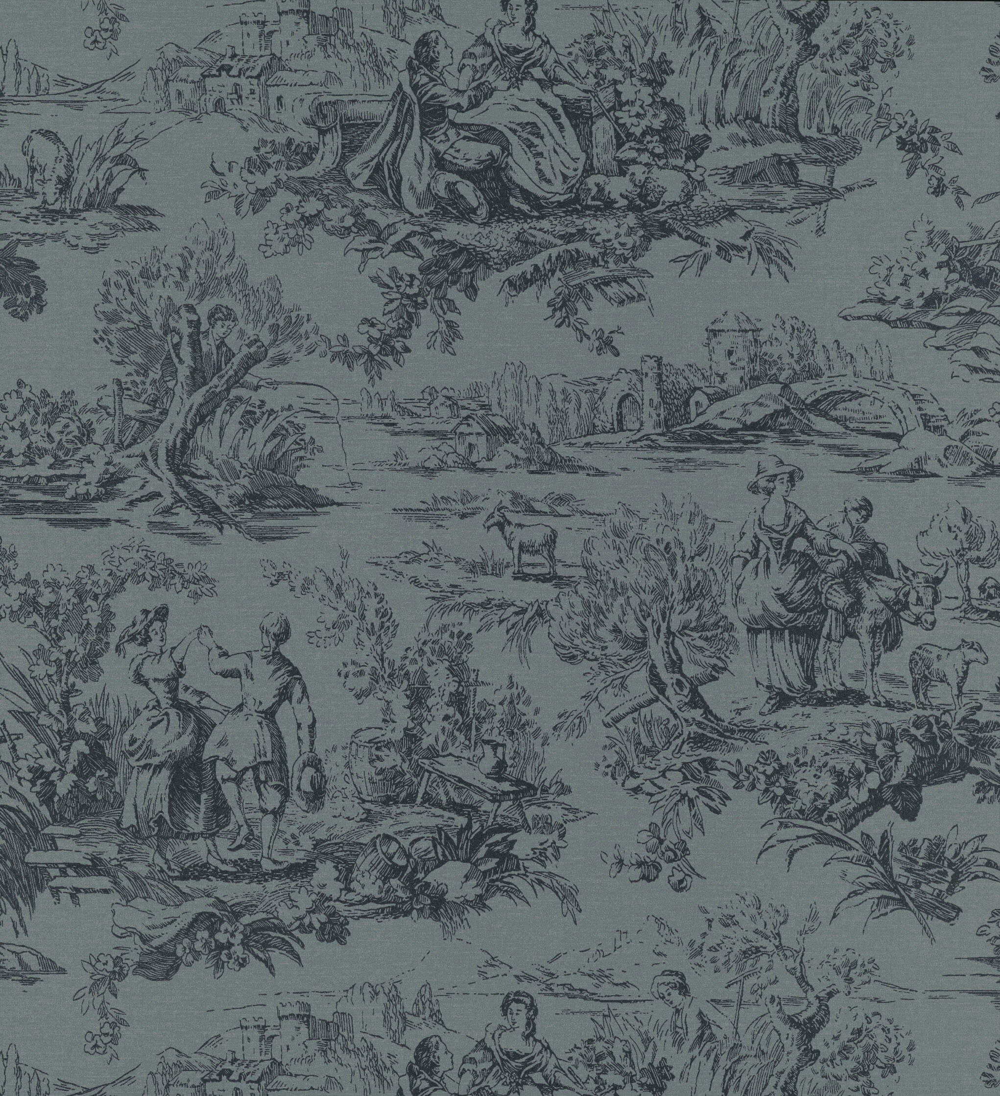Little Green National Trust III Lovers' Toile Hicks' Blue Behang