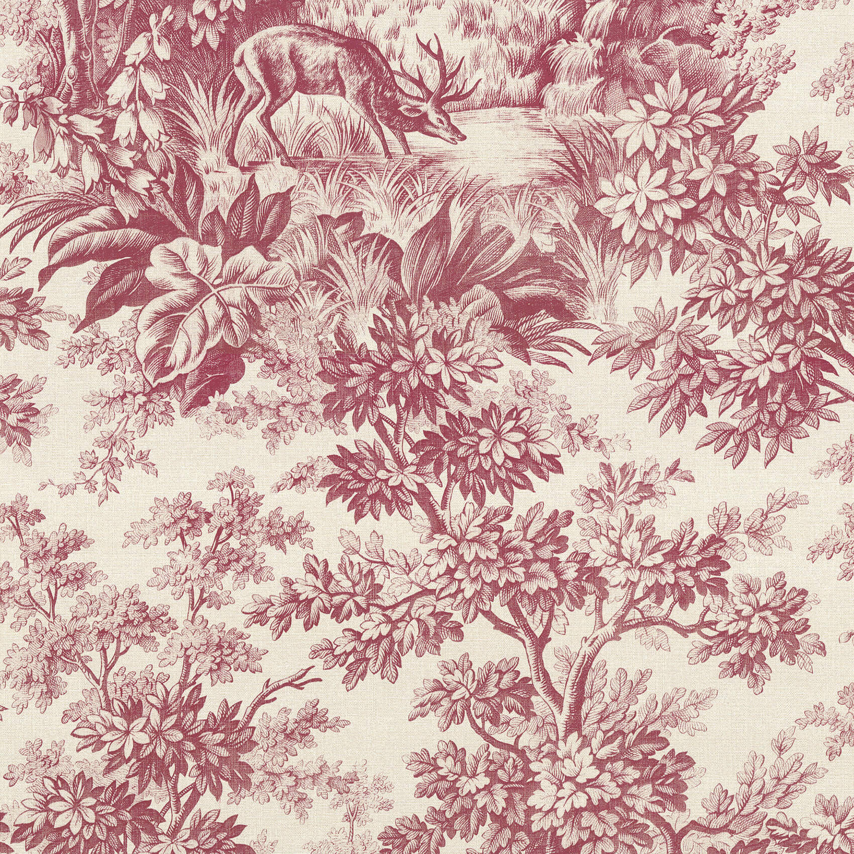 Little Green Revolution Papers Stag Toile Burgundy Behang