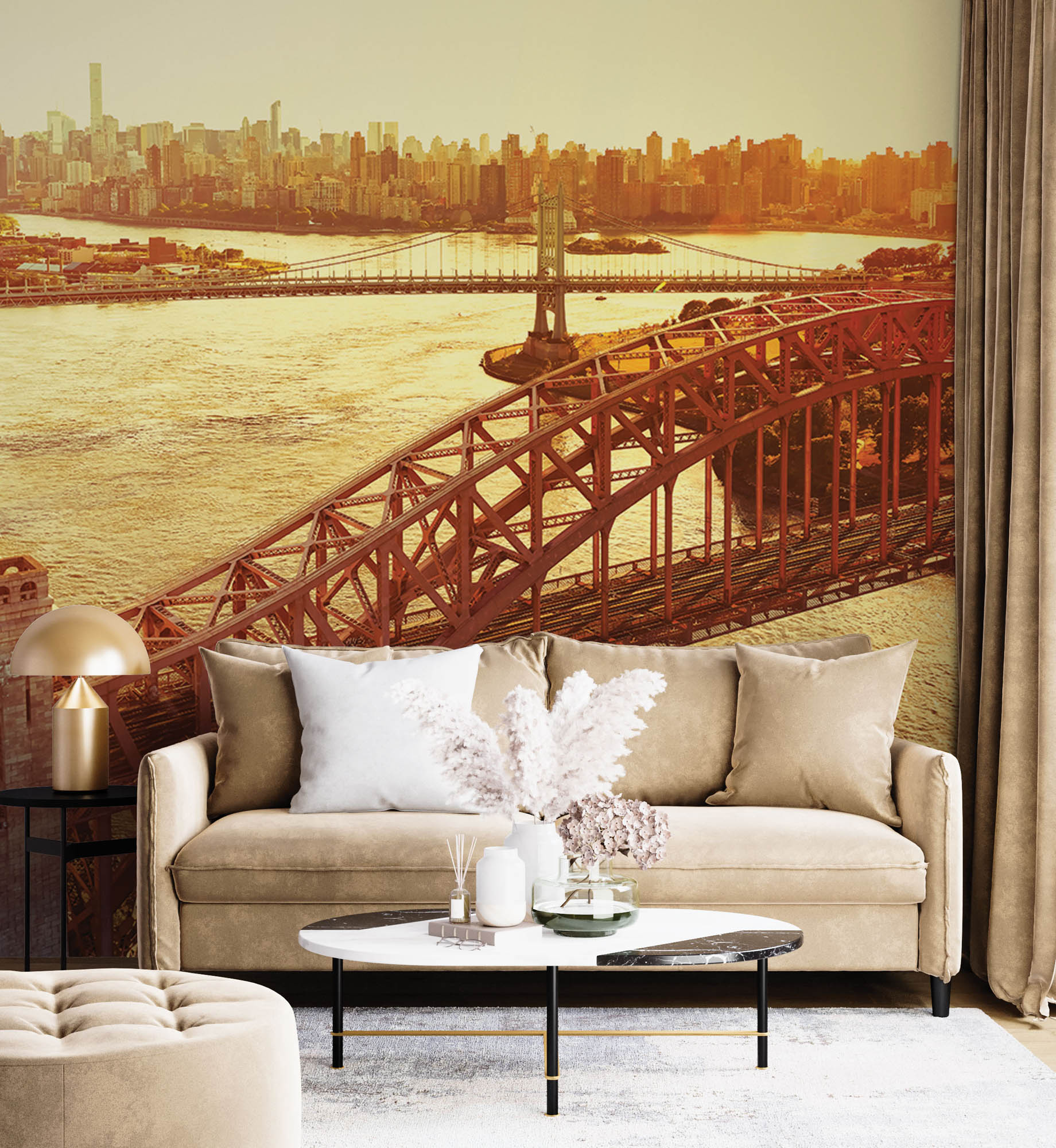 Luchtfoto Hell Gate brug - LW00337 Fotobehang