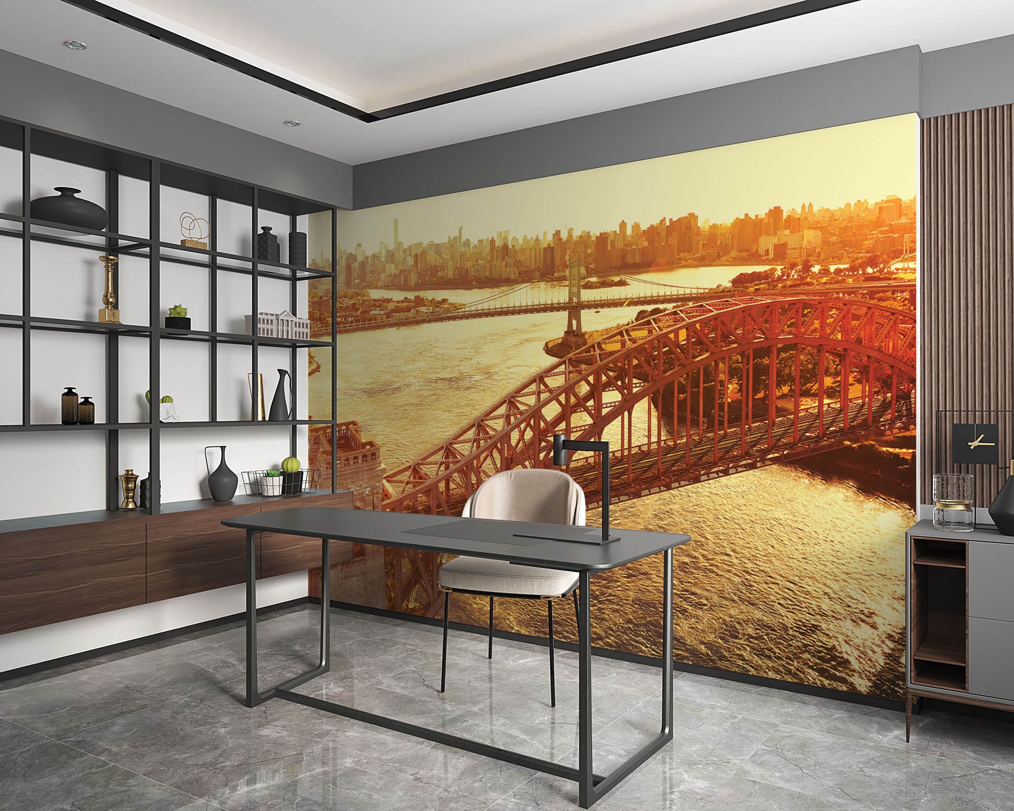 Luchtfoto Hell Gate brug - LW00337 Fotobehang