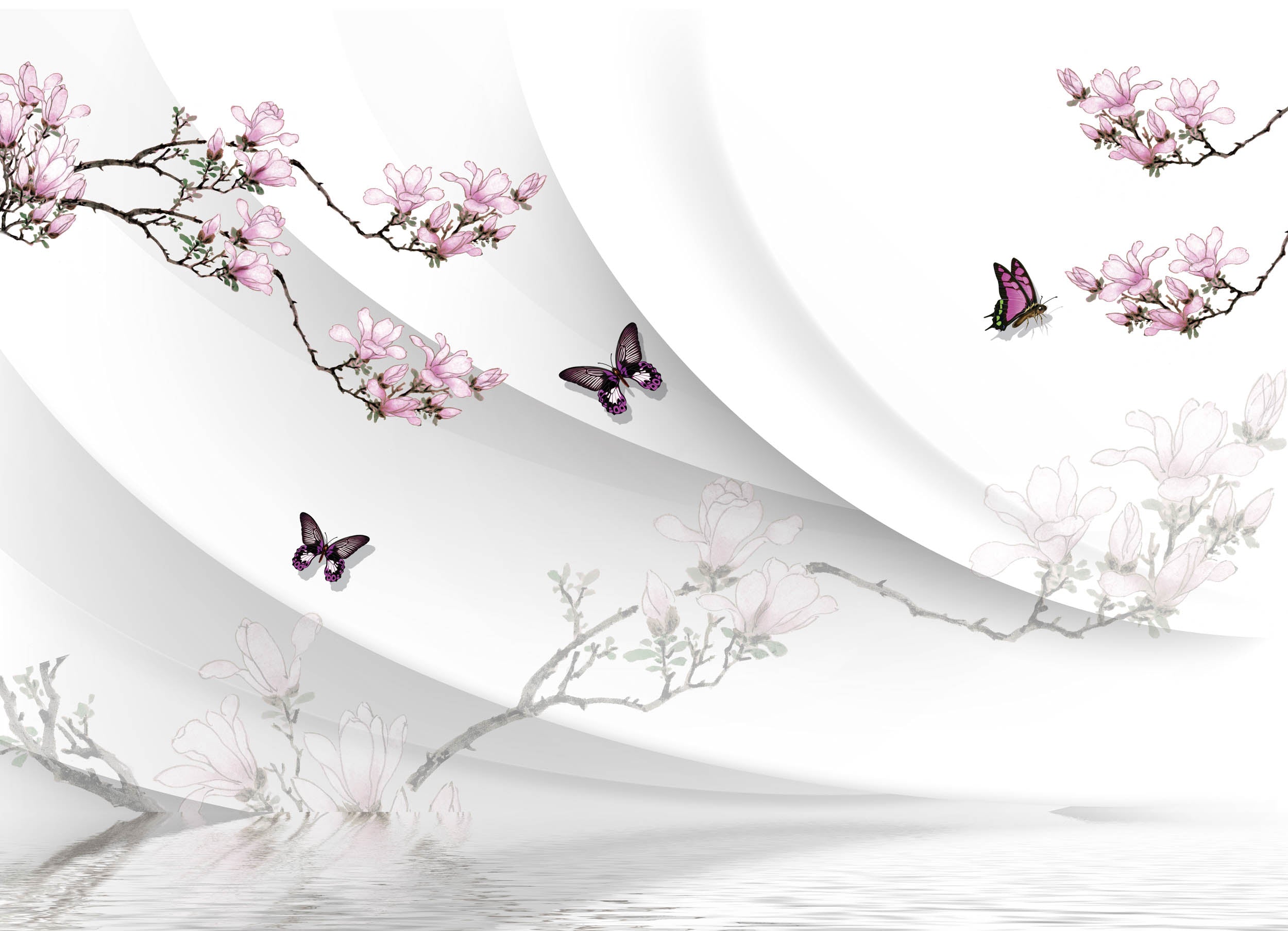 Magnolia en Vlinders - LW00475