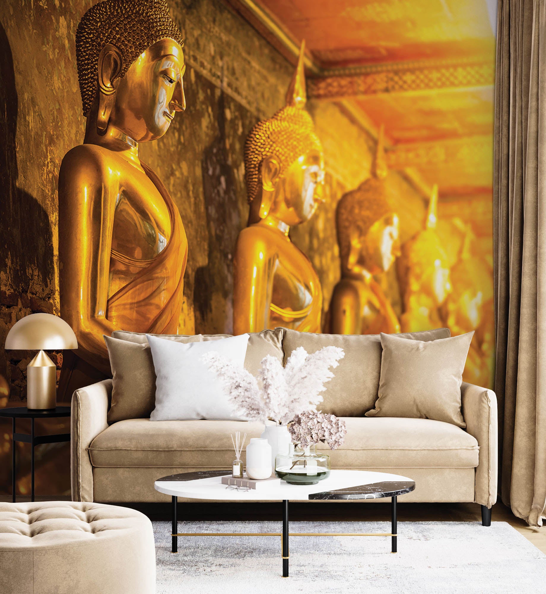 Mediterende boeddha's  - LW00092 Fotobehang