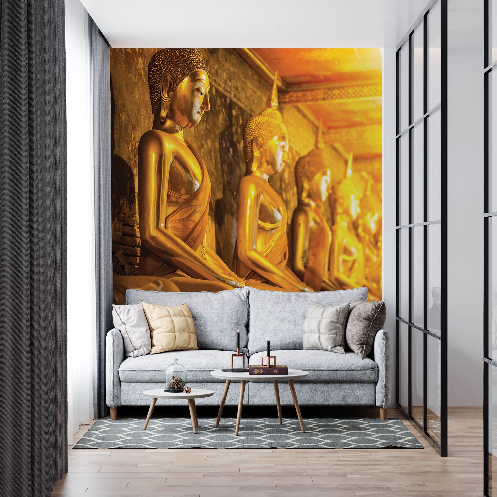 Mediterende boeddha's  - LW00092 Fotobehang