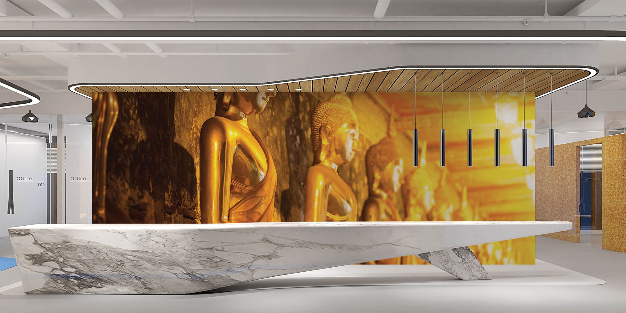 Mediterende boeddha's  - LW00092 Fotobehang