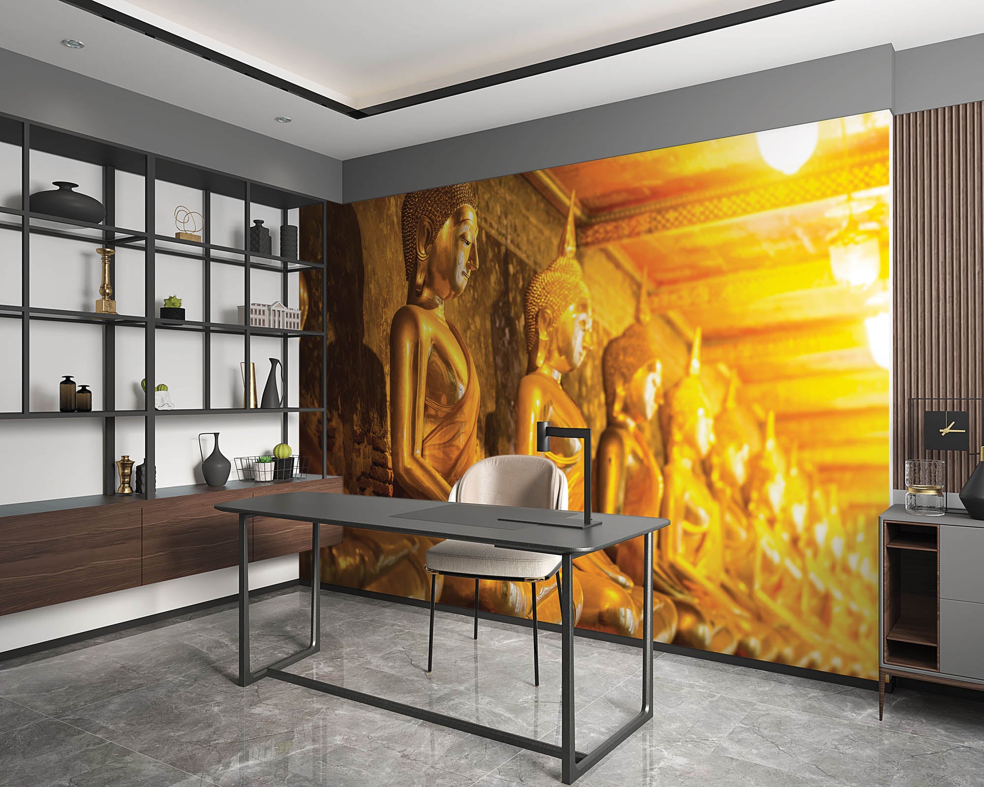 Mediterende boeddha's  - LW00092 Fotobehang