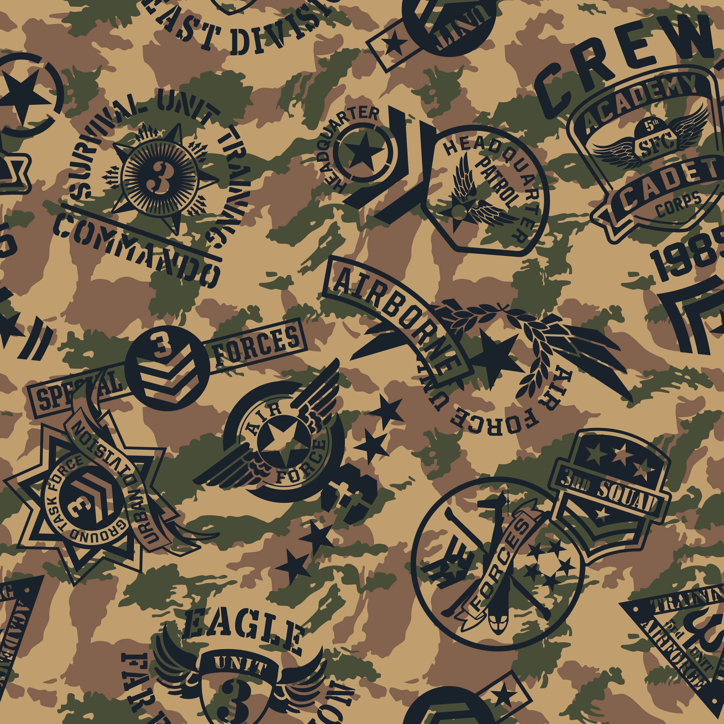 Militair Camouflage Badge Patroon - LW00890 Fotobehang