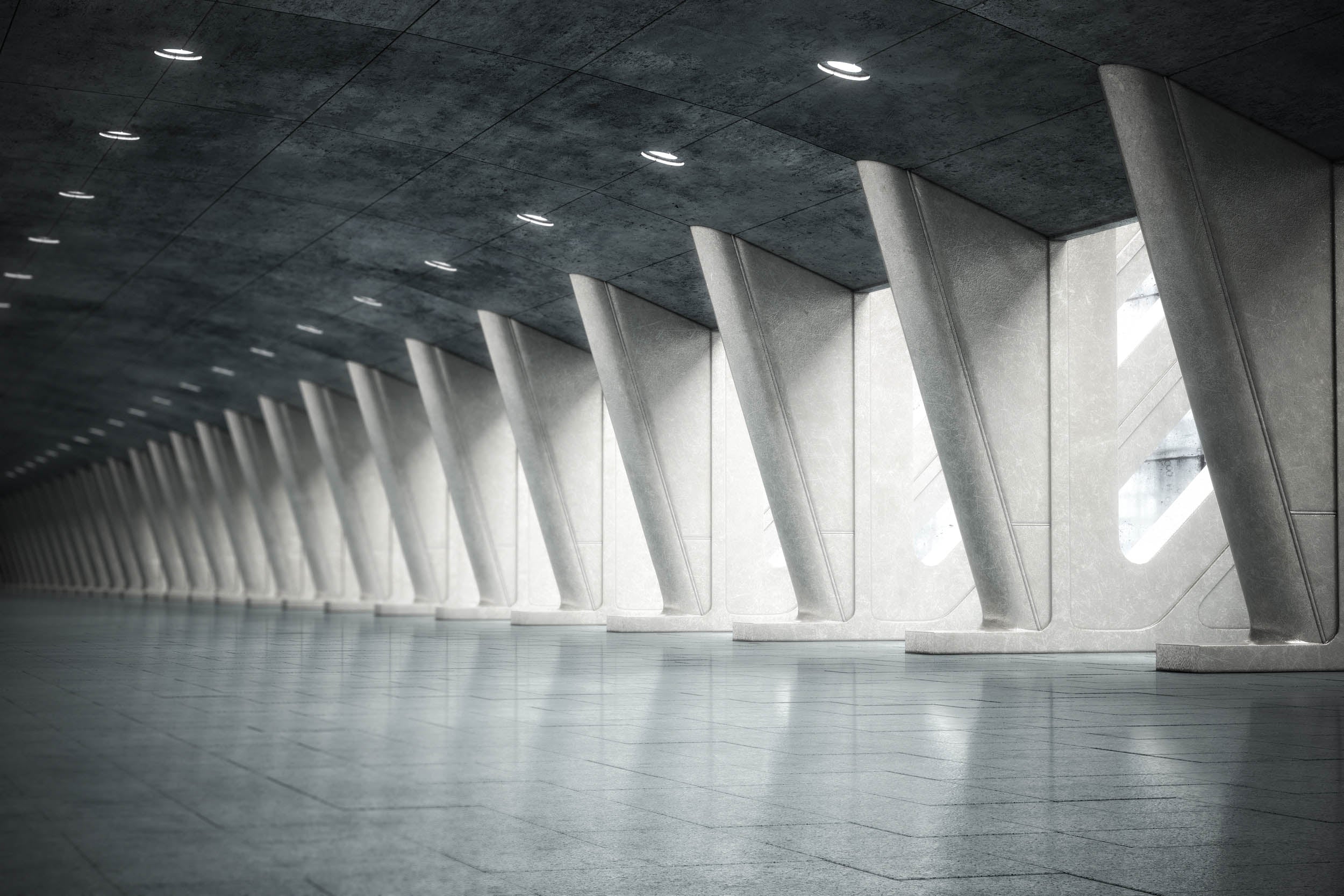 Moderne Betonnen Hal - LW00586 Fotobehang