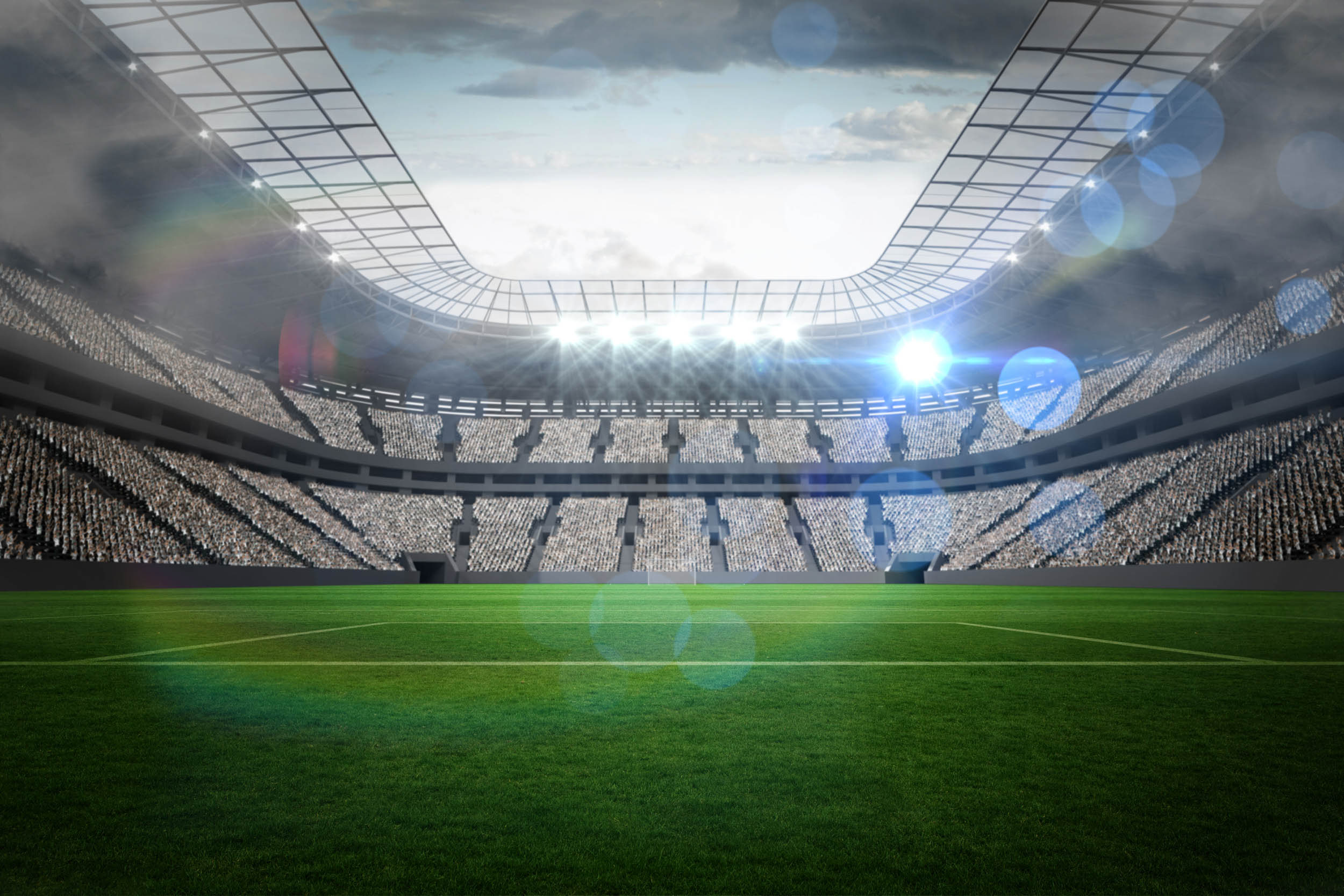 Moderne Voetbalarena onder Felle Stadionverlichting - LW00800