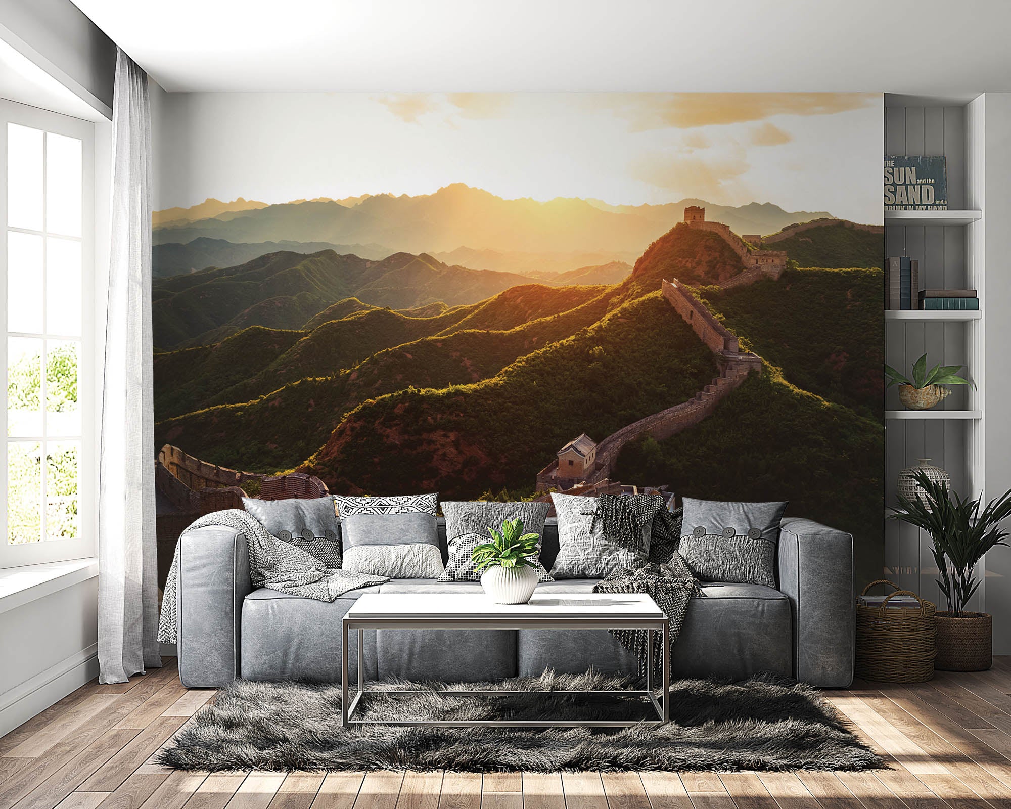 Muur bij zonsondergang  - LW00059 Fotobehang