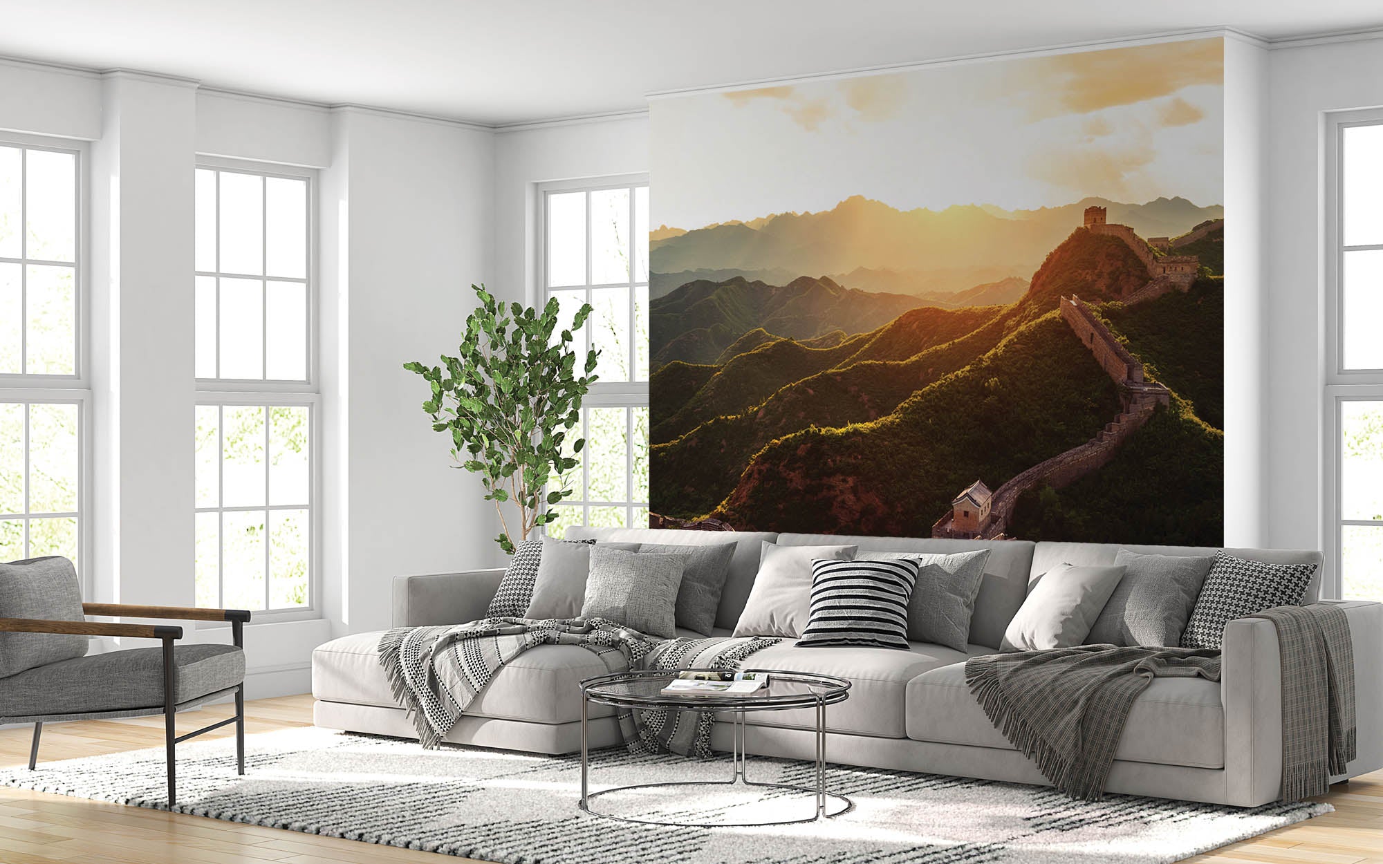 Muur bij zonsondergang  - LW00059 Fotobehang