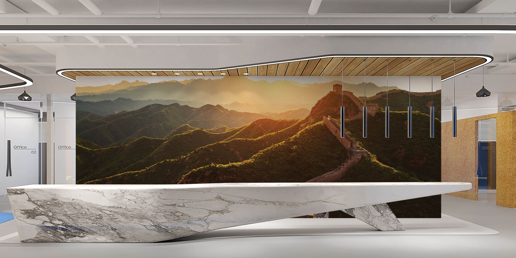 Muur bij zonsondergang  - LW00059 Fotobehang