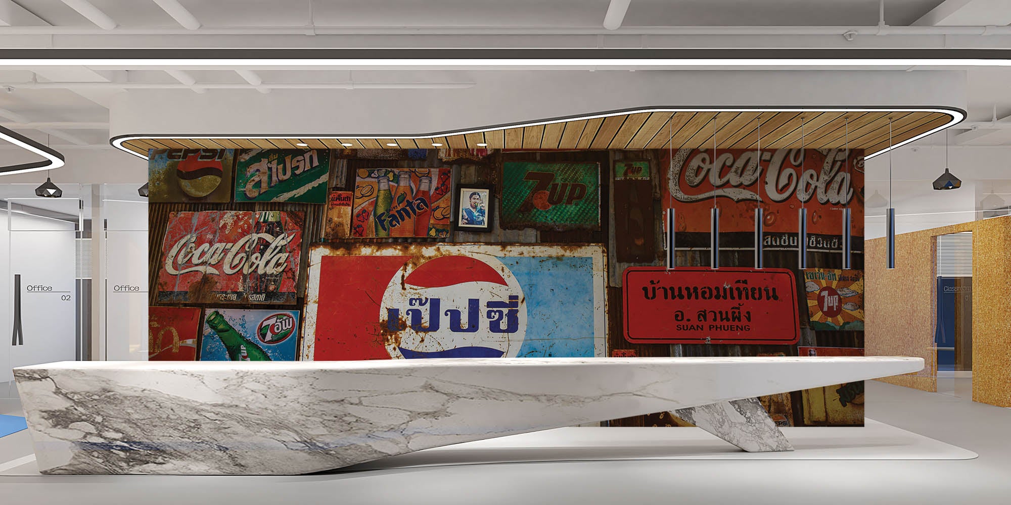 Muur met vintage logo's frisdranken - LW00426 Fotobehang