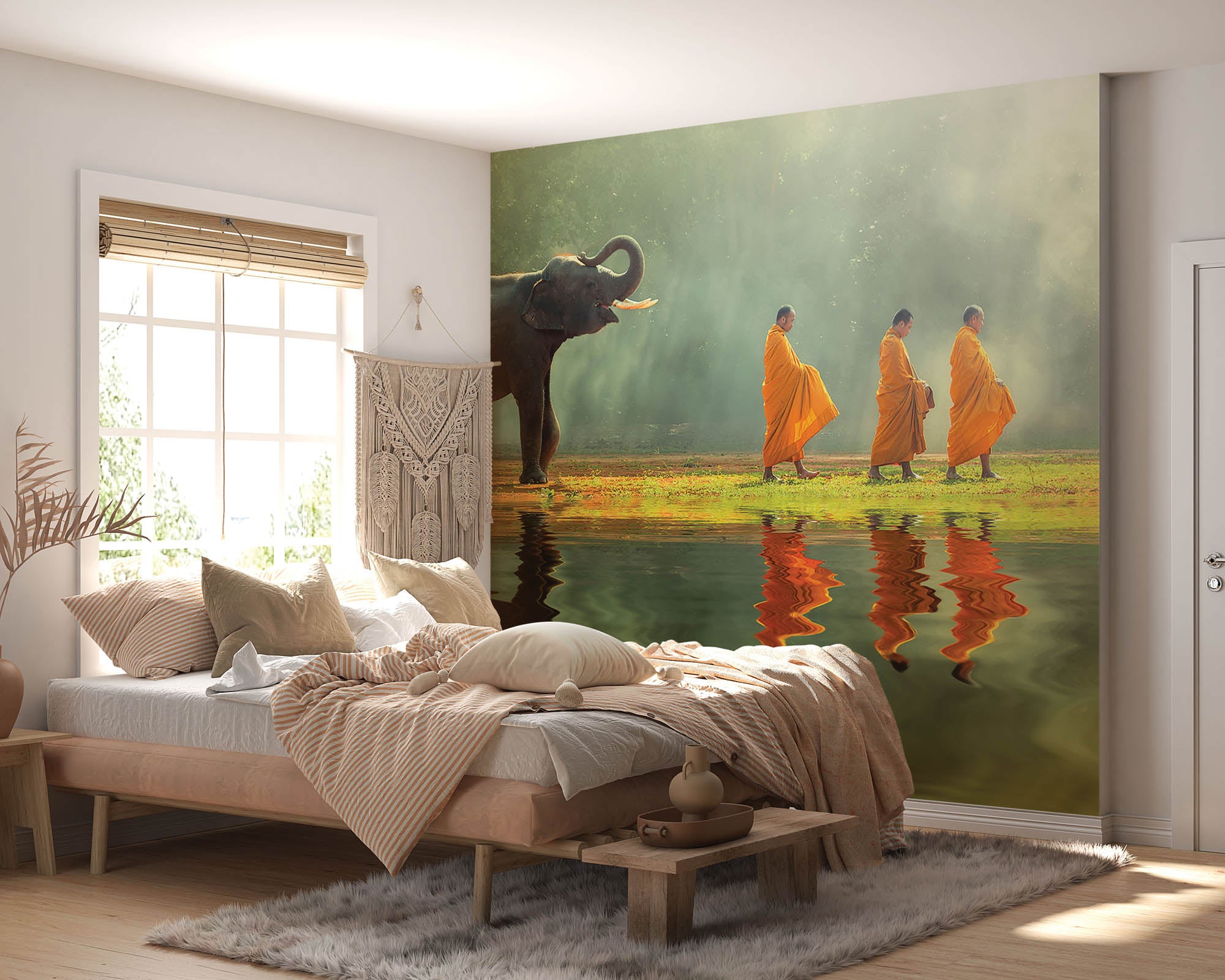 Olifant met monniken - LW00064 Fotobehang