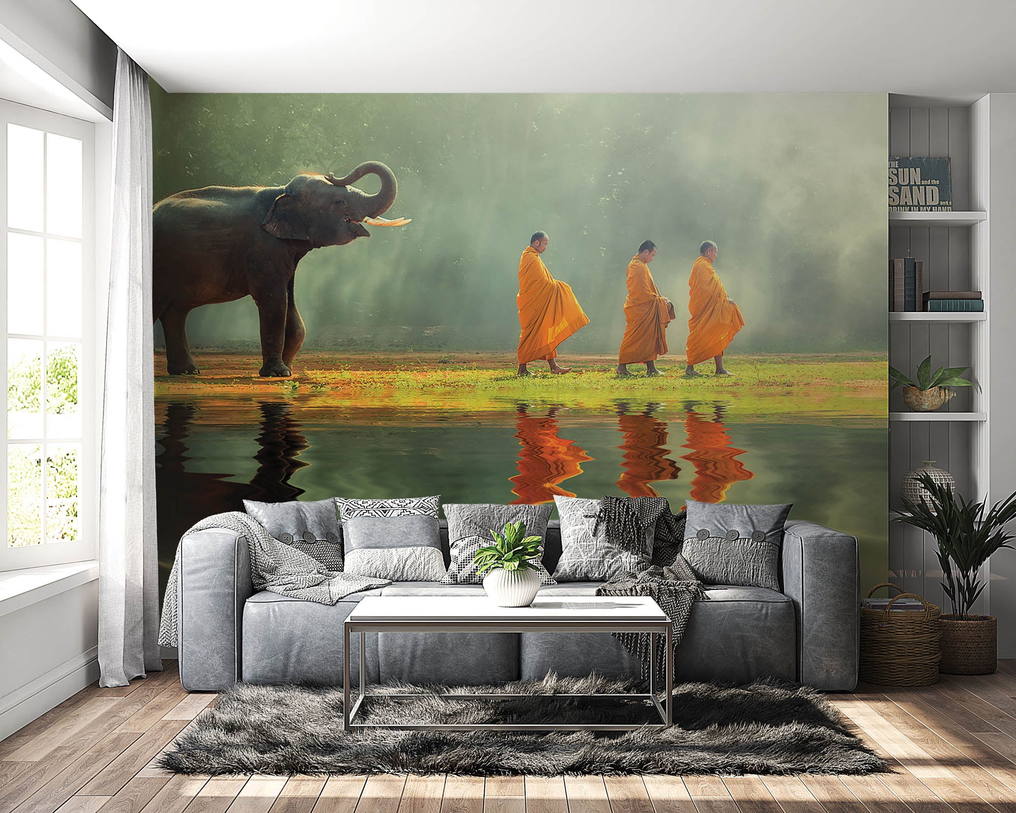 Olifant met monniken - LW00064 Fotobehang